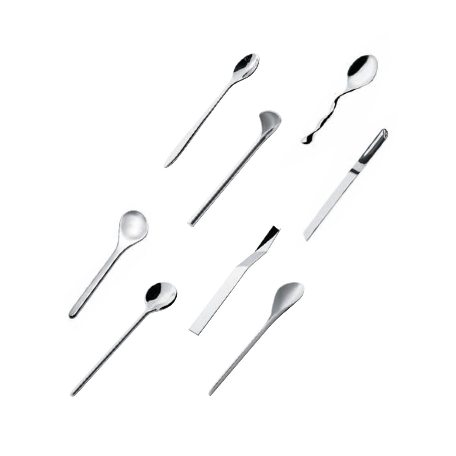 Alessi - Set Of 8 - Metal - Polished Stainless Steel - Designer Denton Corker Marshall