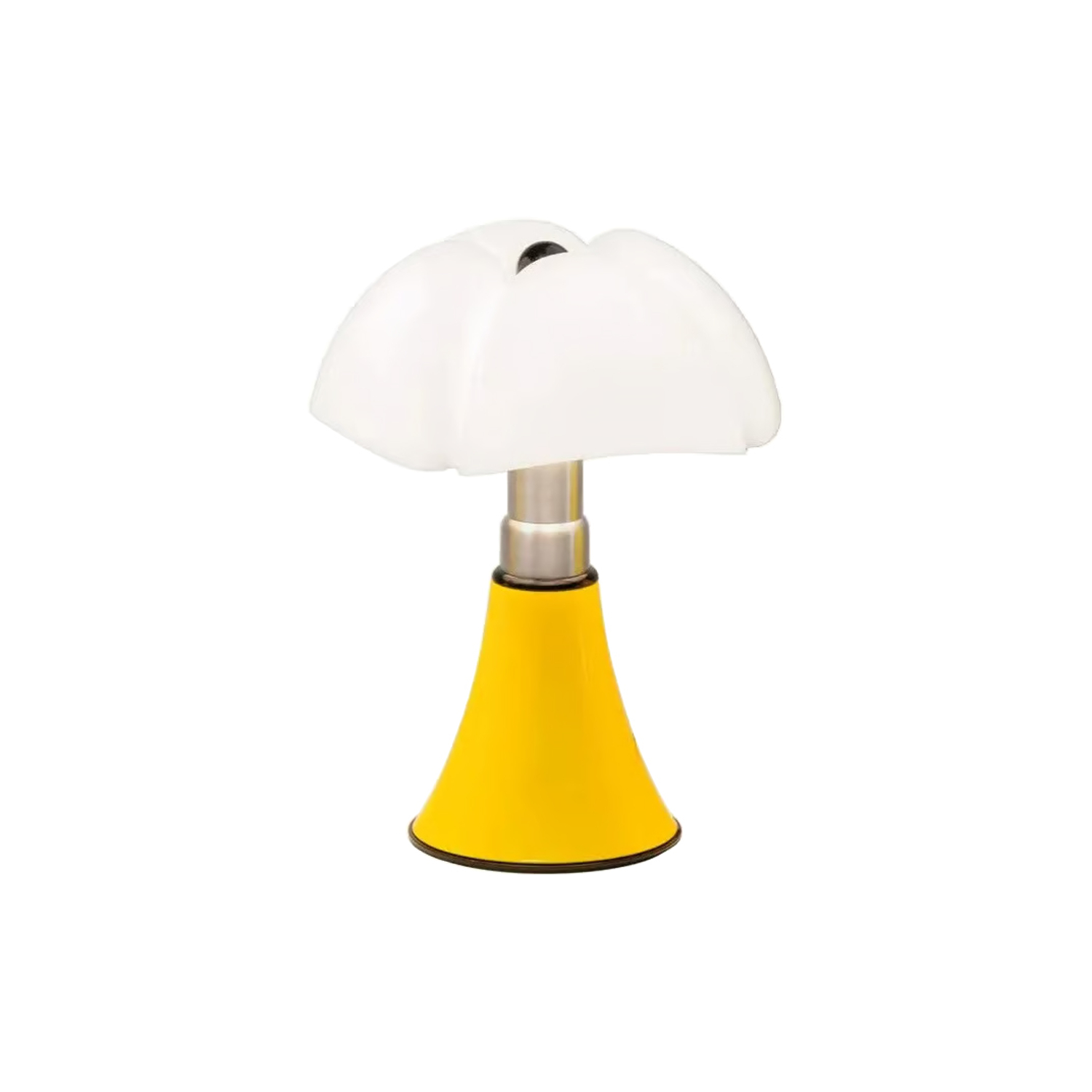 Martinelli Luce Giallo - Lampada Da Tavolo Pipistrello - Acciaio Inox Spazzolato - Designer Gae Aulenti