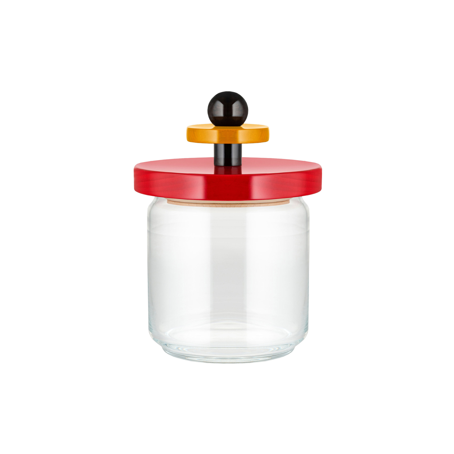 Alessi Red - Airtight Jar 100 Values Collection - Fsc-Certified Solid Turned Lime Wood - Designer Ettore Sottsass