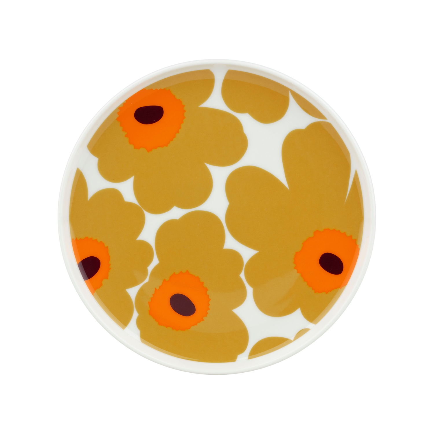 Marimekko Orange - Dessert Plate Unikko - Sandstone - Designer Maija Isola