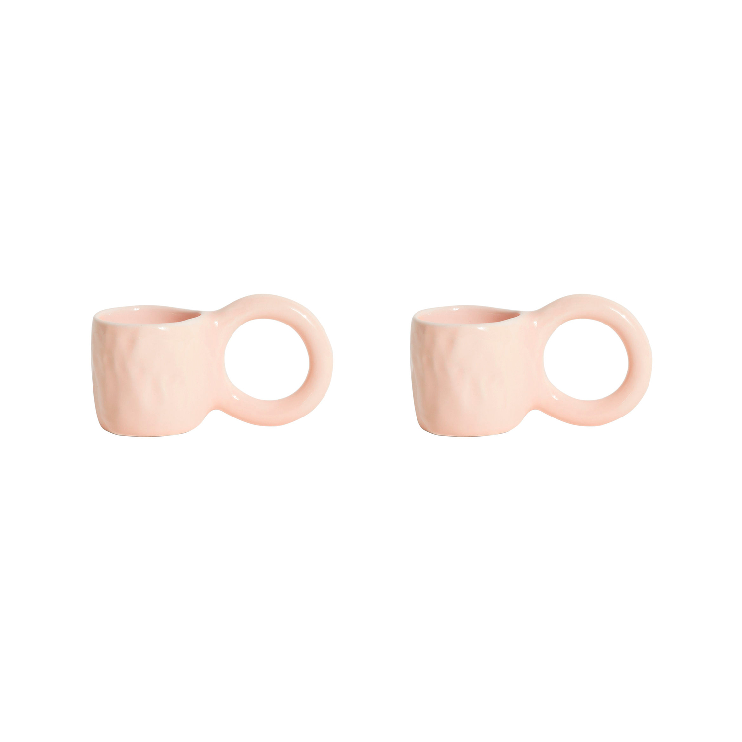 Petite Friture - Ø 6 x H 5,5 cm - Lot de 2 Donut - Rose - Faïence émaillée - Designer Pia Chevalier Petite Friture - Ø 6 x H 5,5 cm - Lot de 2 Donut - Rose - Faïence émaillée - Designer Pia Chevalier