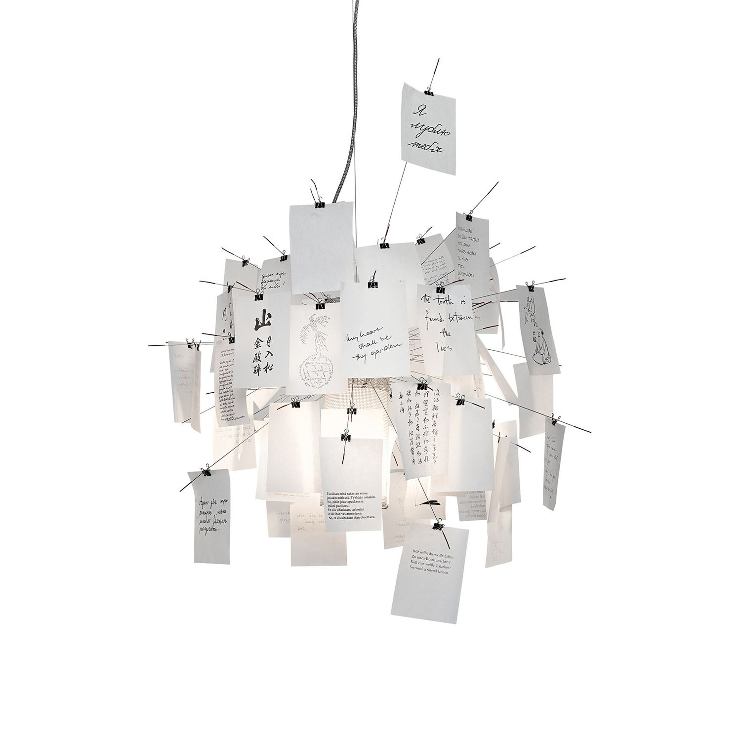 Ingo Maurer White - Pendant Zettel'z - Paper - Designer