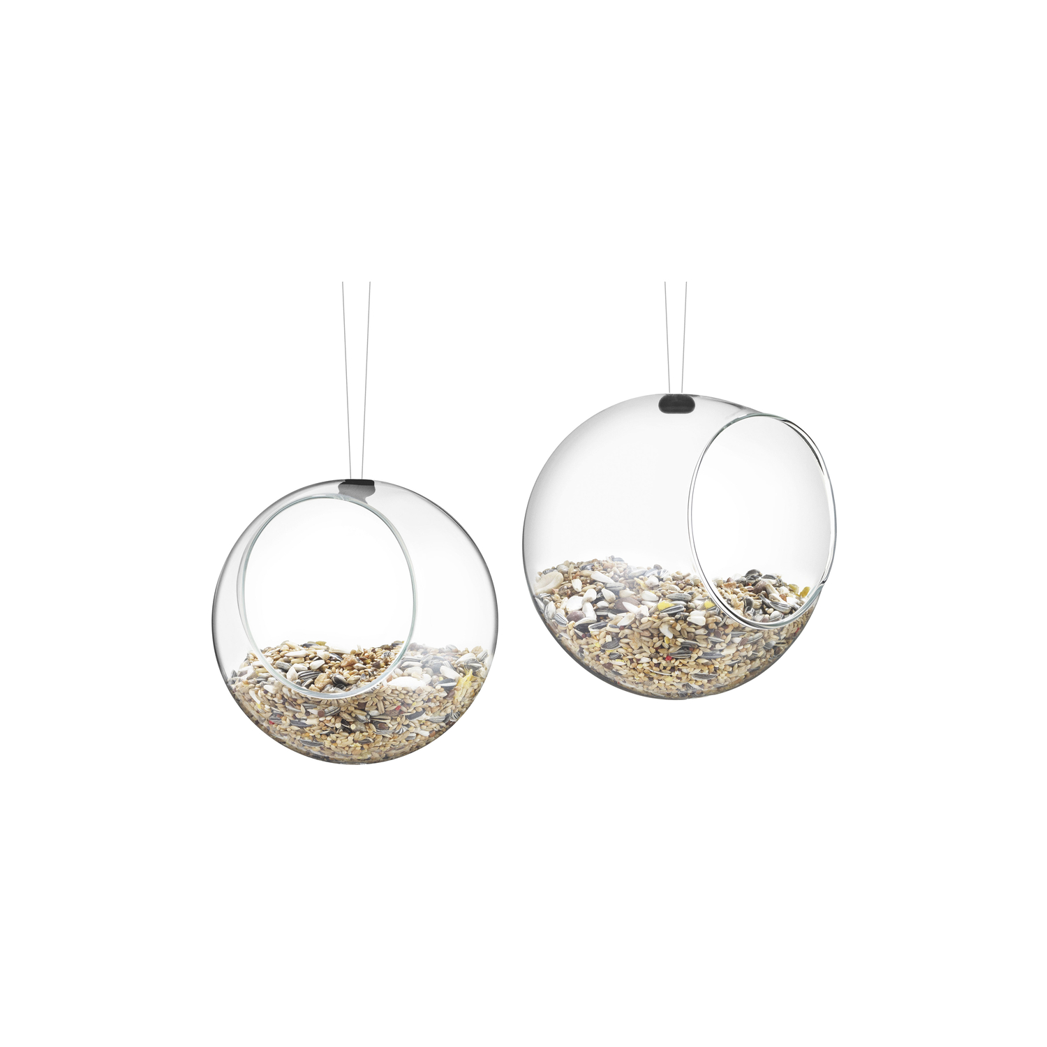 Eva Trio - Set Of 2 Bird Feeding Trays - Transparent - Stainless Steel 18, 10 - Designer The Tools