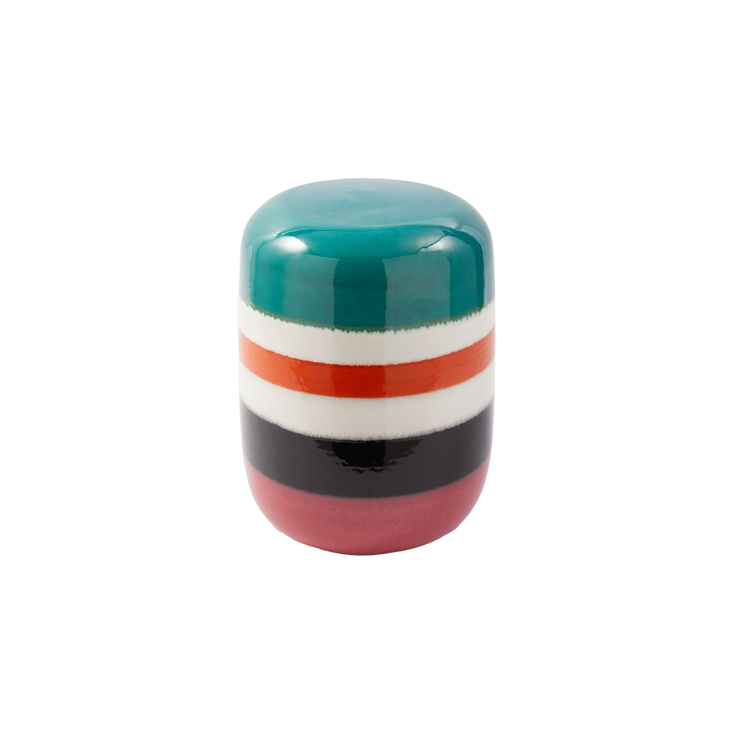 Pols Potten Green - End Table Striped Pill - Glazed Ceramic