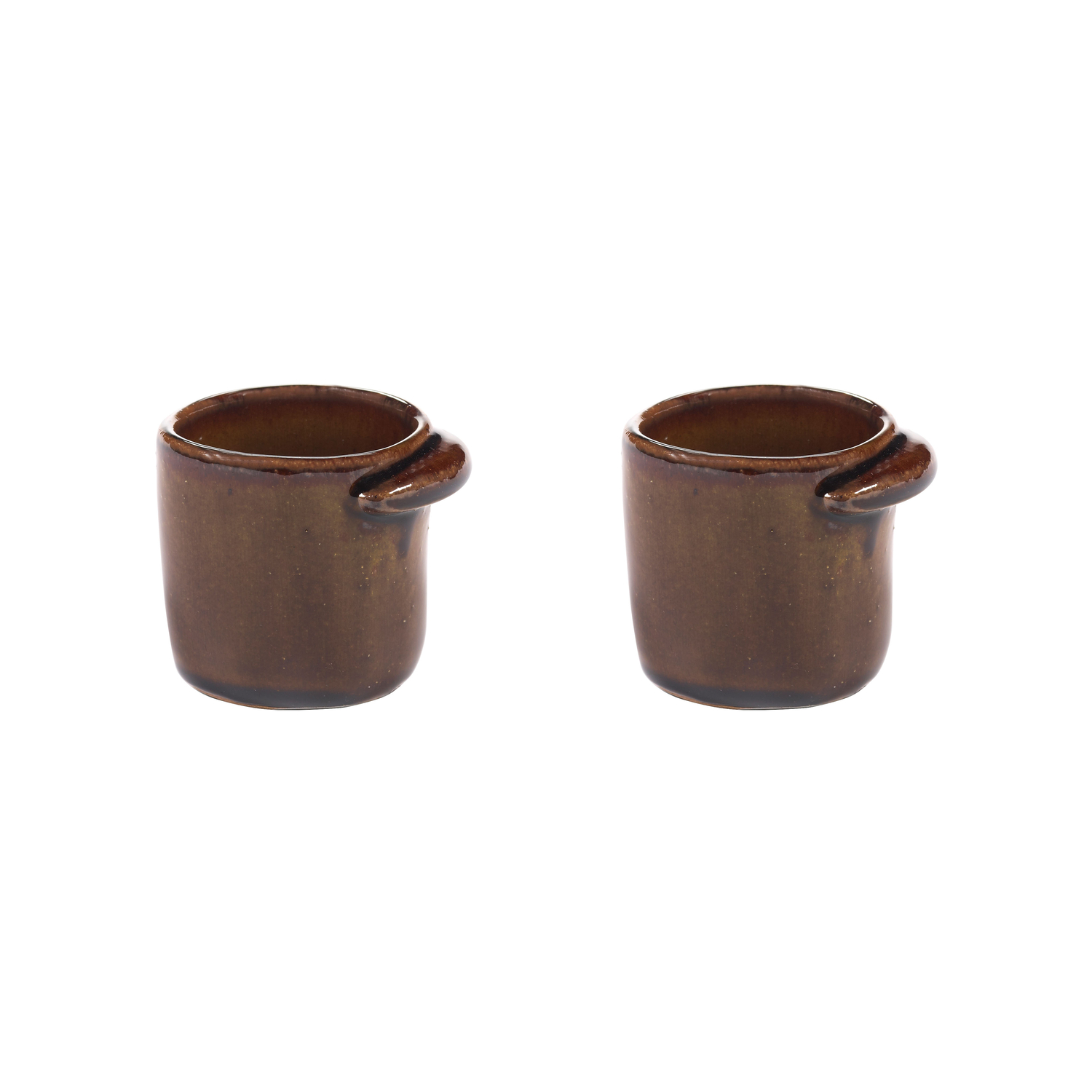Serax Brown - Set Of 2 - Ø 6.3 X H 6.4 Cm Out Of Line - Enamelled Sandstone - Designer Uncharted