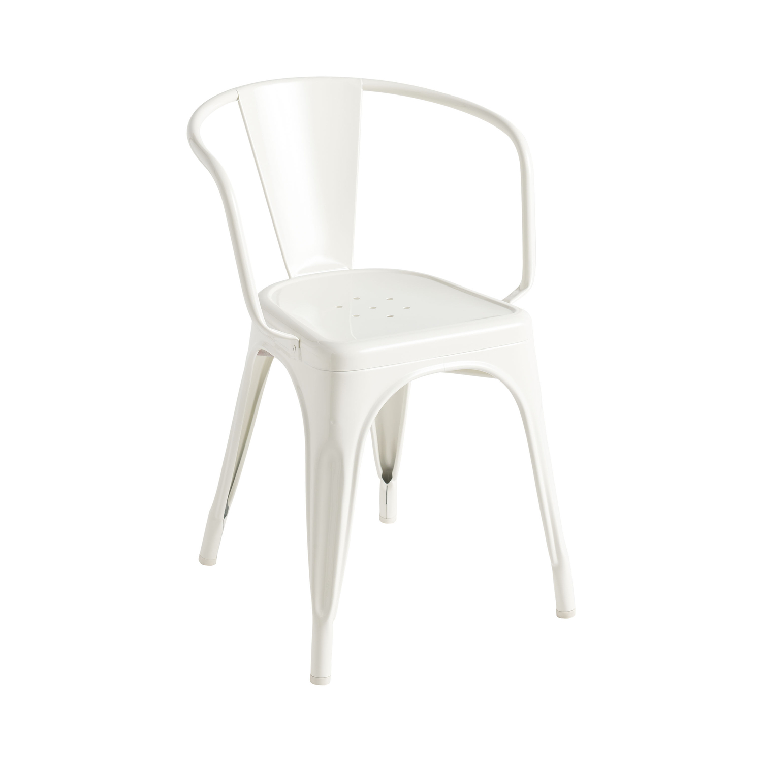 Tolix - Stackable Armchair A - White - Steel - Designer Jean Pauchard