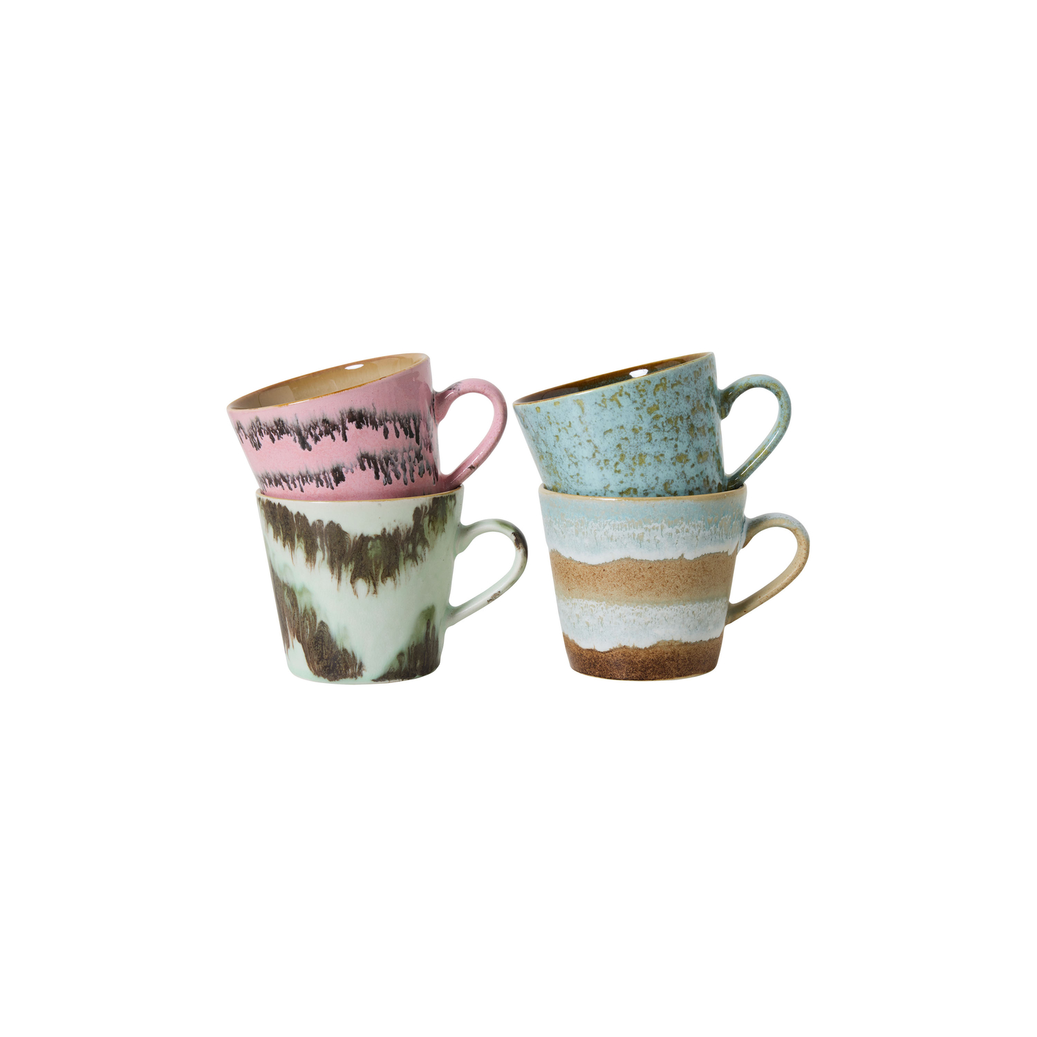 Hk Living - Tasse À Cappuccino 70S Ceramics - Multicolore - Grès Émaillé