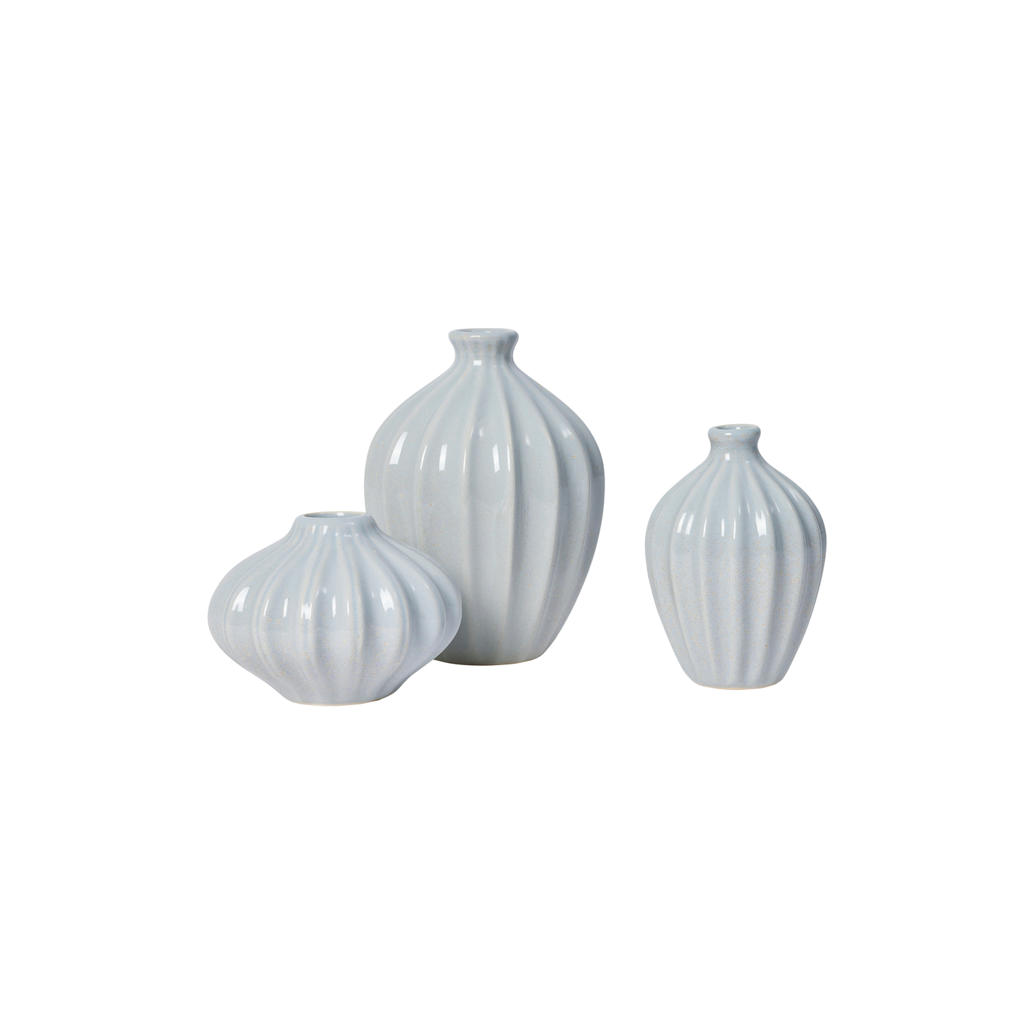 Broste Copenhagen Blue - Set Of 3 Mini Vases Amalie - Glazed Ceramic