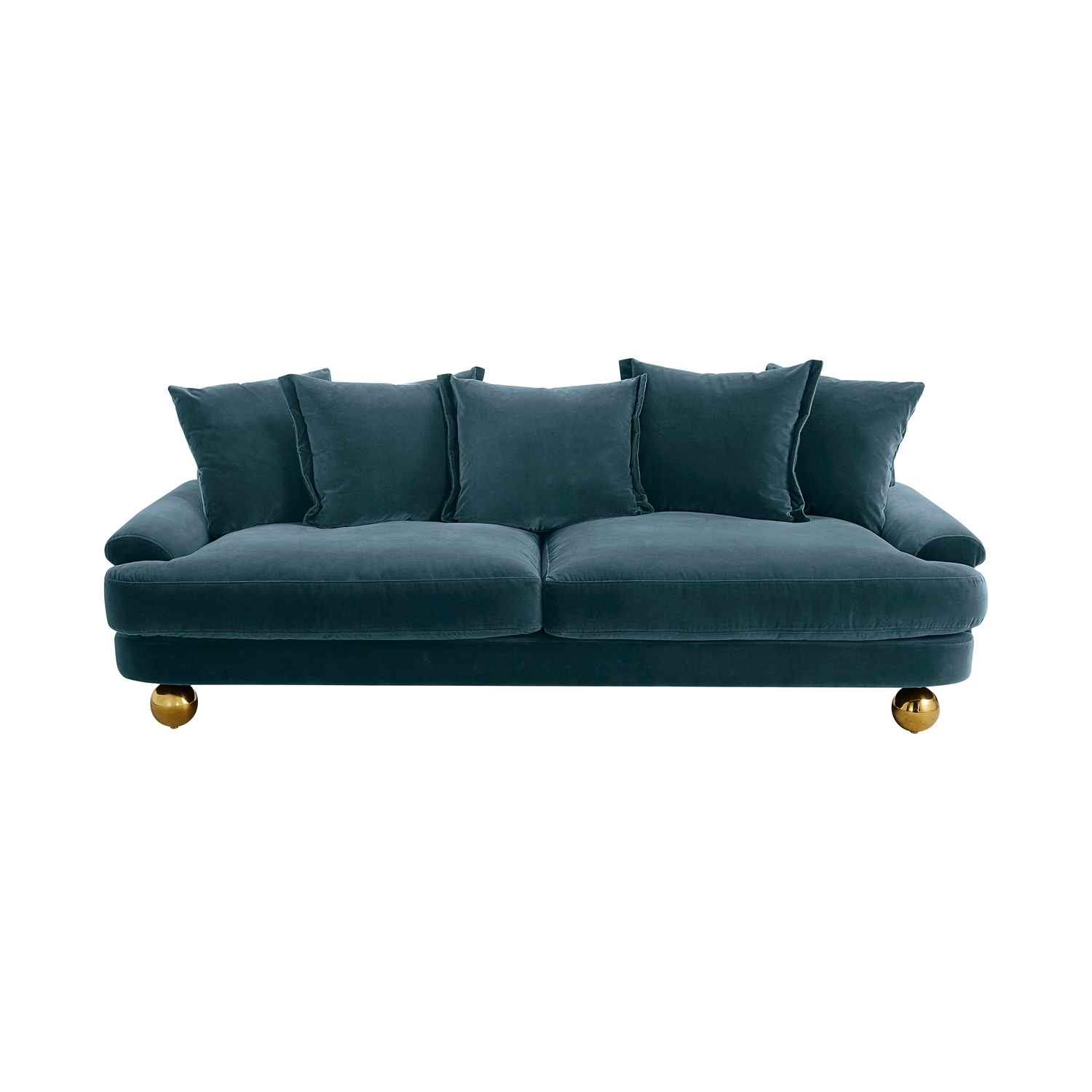 Jonathan Adler - Canapé 3 places ou + Greenwich - Bleu - Velours - Designer Jonathan Adler