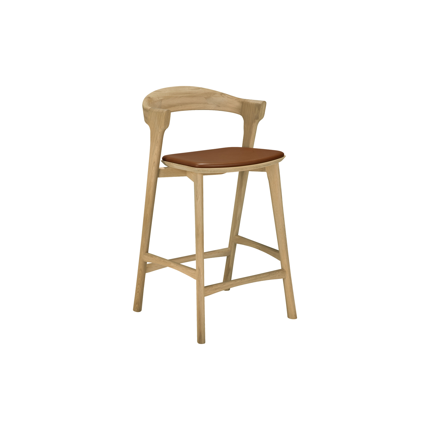 Ethnicraft - Bar Chair Bok - Natural Wood - Varnished Solid Oak - Designer Alain Van Havre