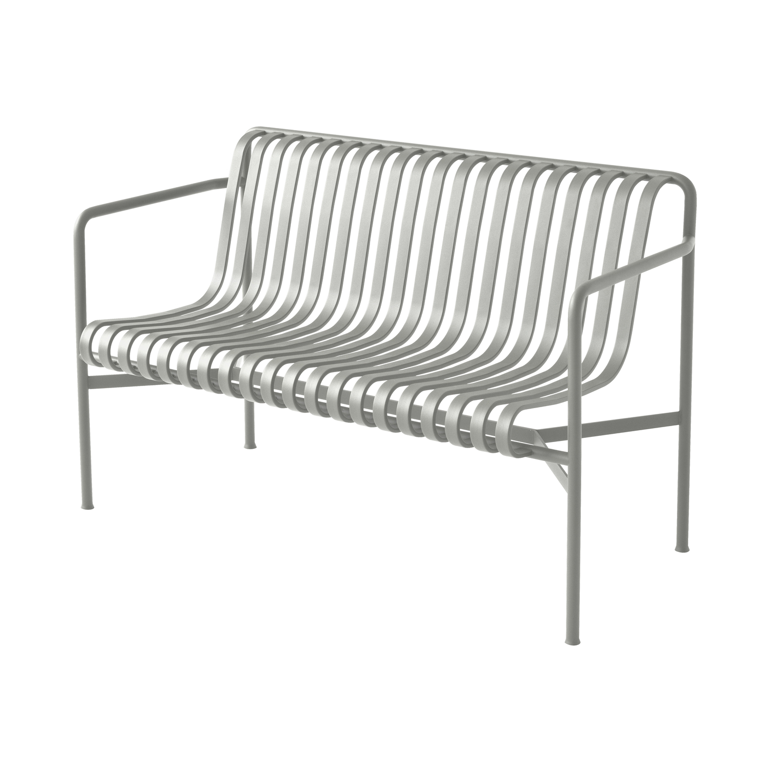 Hay Grey - Bench With Backrest Palissade - Epoxy Lacquered Steel - Designer Ronan & Erwan Bouroullec
