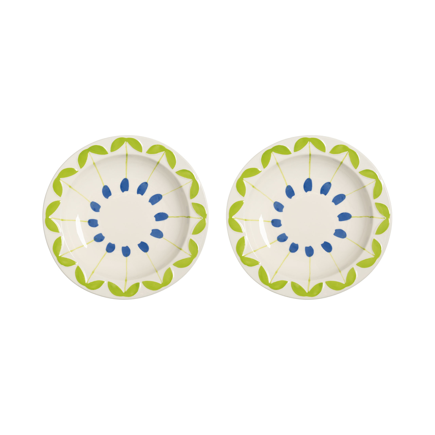 Klevering Blue & - Set Of 2 - Ø 22.5 X H 3.5 Cm Folk - China