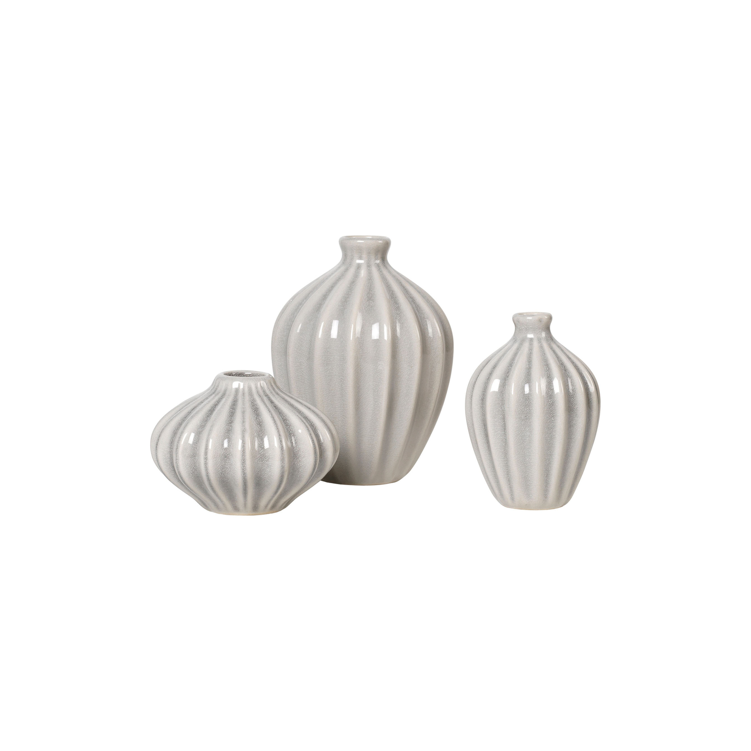 Broste Copenhagen Grey - Set Of 3 Mini Vases Amalie - Glazed Ceramic