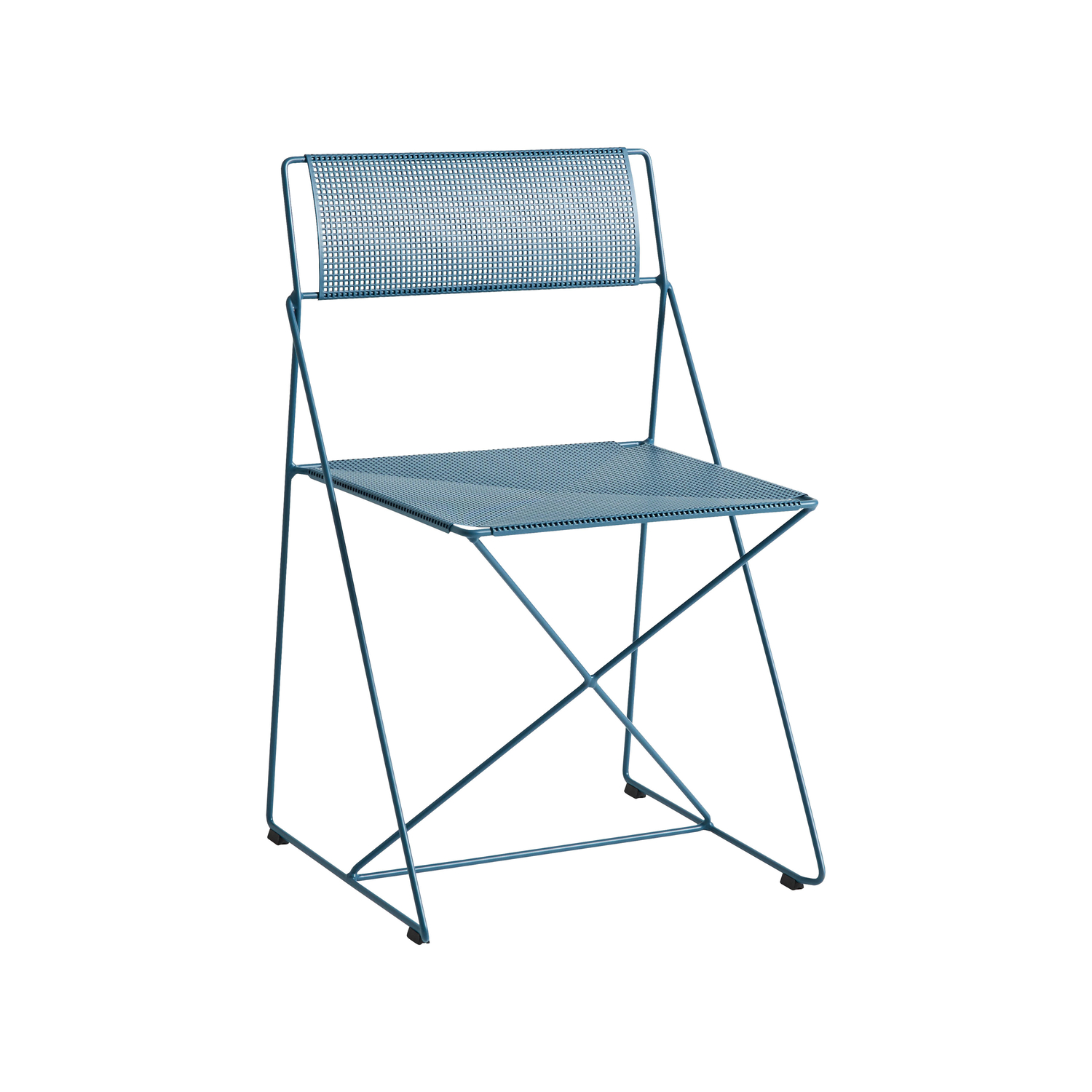 Hay Blue - Stacking Chair X-Line - Perforated Steel Sheet - Designer Niels Jørgen Haugesen