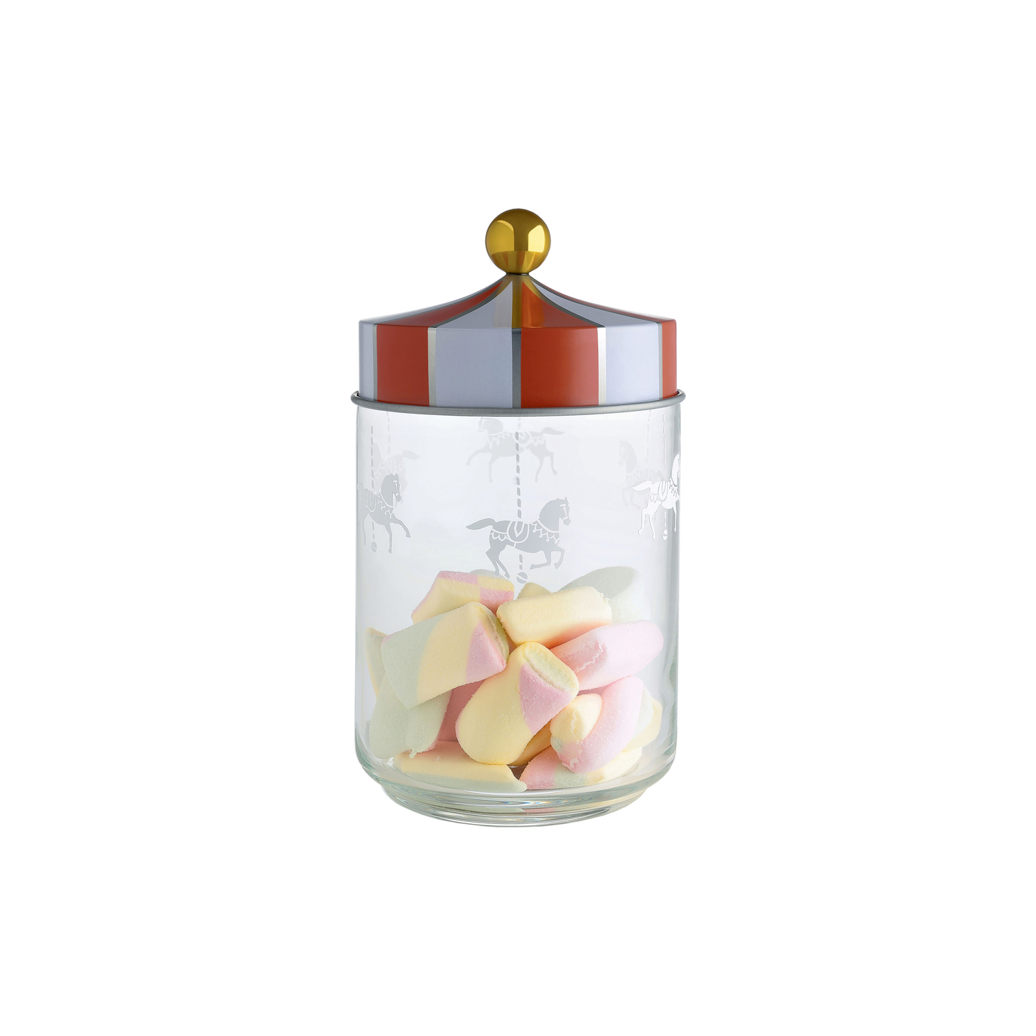 Alessi White/Black/Yellow - Airtight Jar Circus - Transparent - Tinplate - Designer Marcel Wanders
