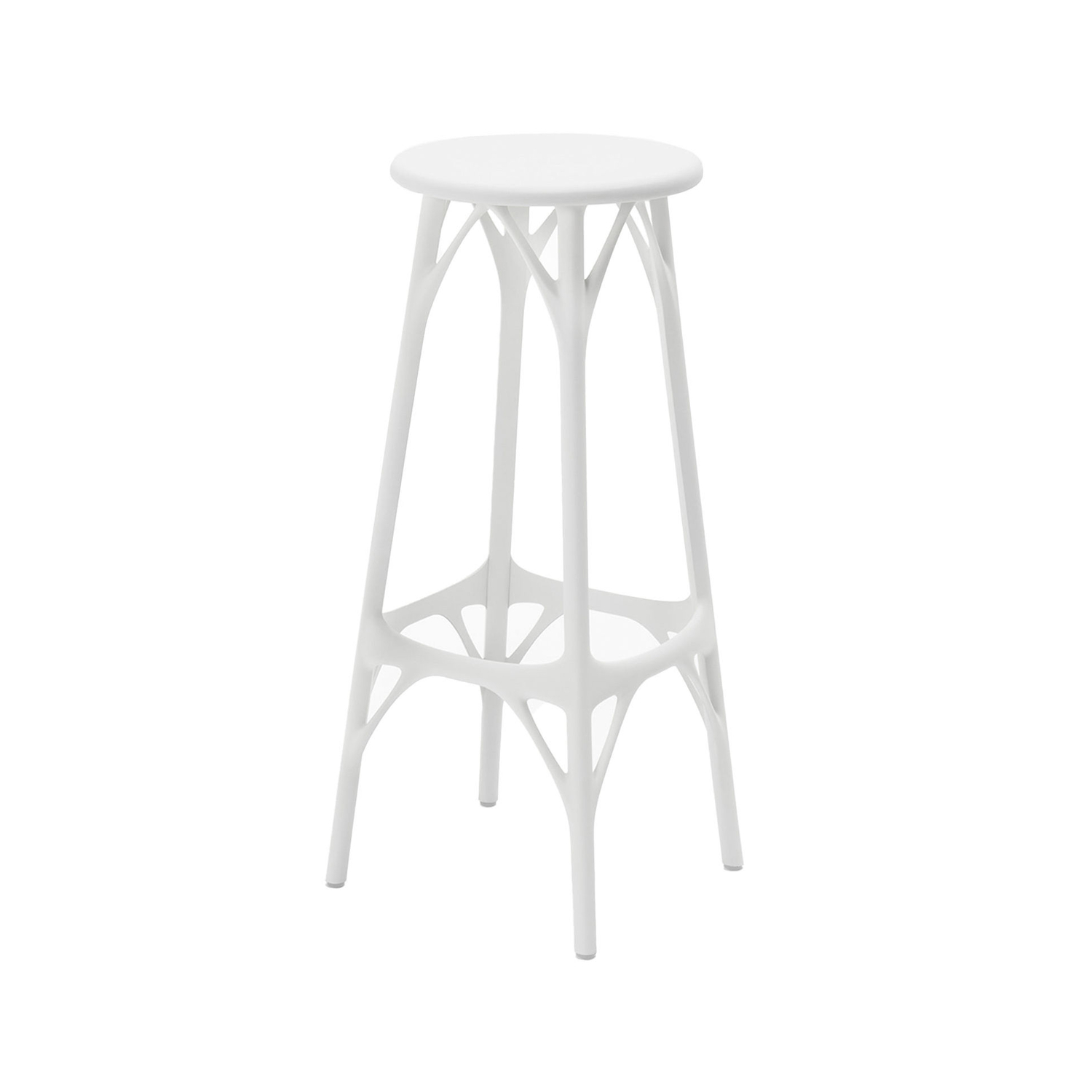 Kartell White - Bar Stool A. I - Recycled Thermoplastic Technopolymer - Designer Philippe Starck