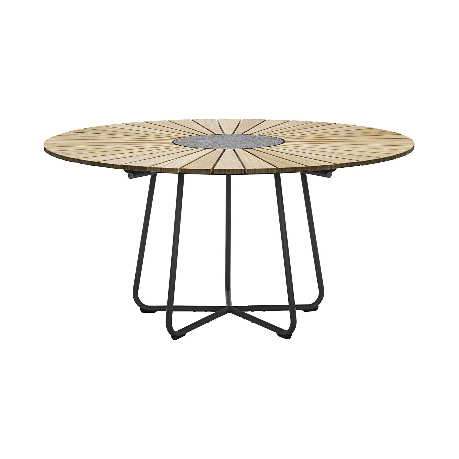 Houe Gray - Round Table Circle - Natural Wood - Epoxy Lacquered Metal - Designer Henrik Pedersen