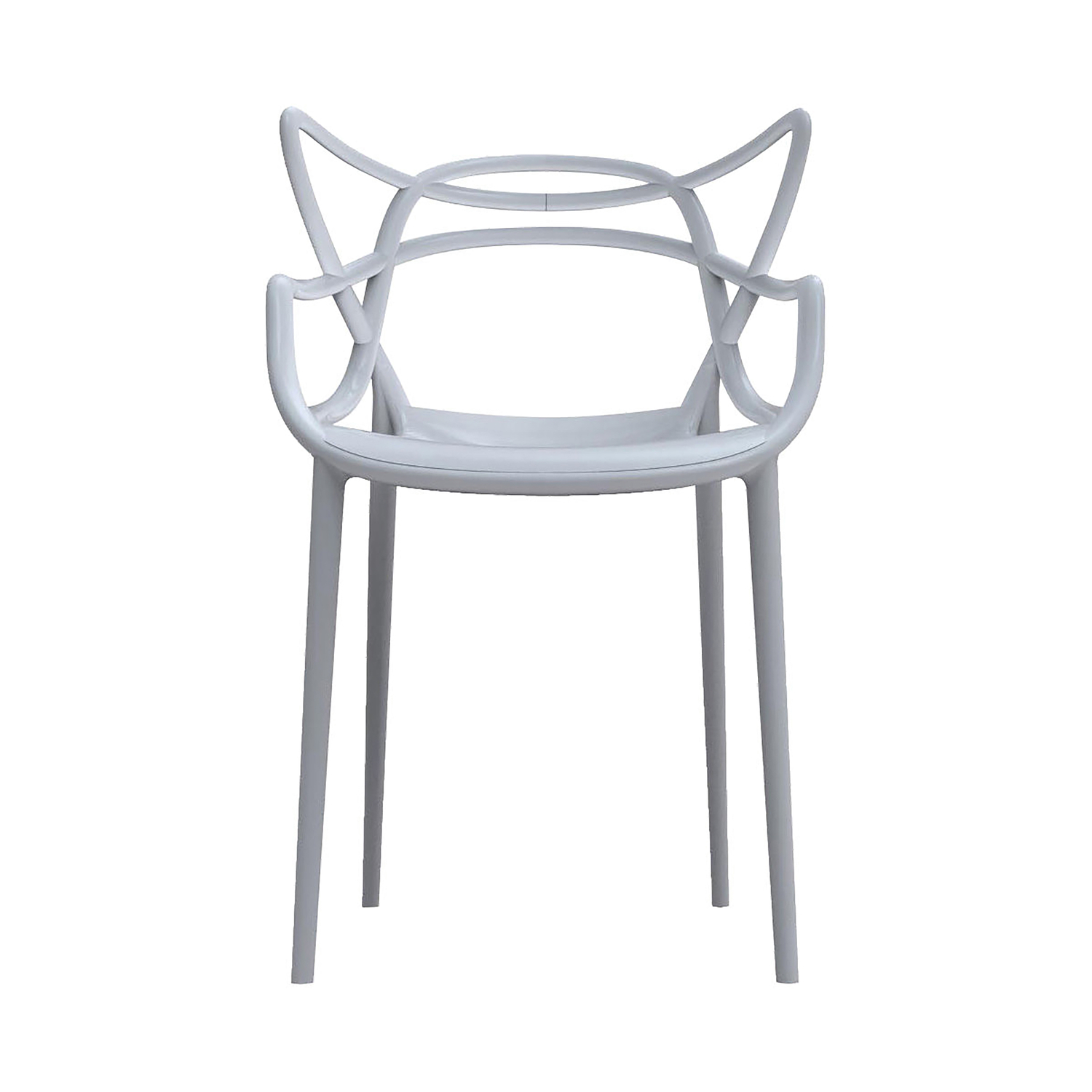 Kartell Grey - Stacking Chair Masters - Recycled Thermoplastic Technopolymer - Designer Philippe Starck With Eugeni Quitllet