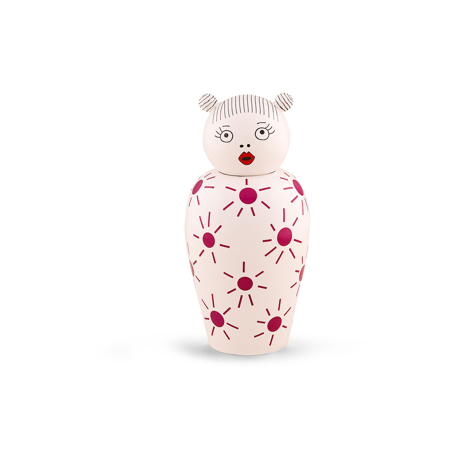 Seletti - Vase With Lid Canopie - Pink - Painted Porcelain - Designer Elena Cutolo