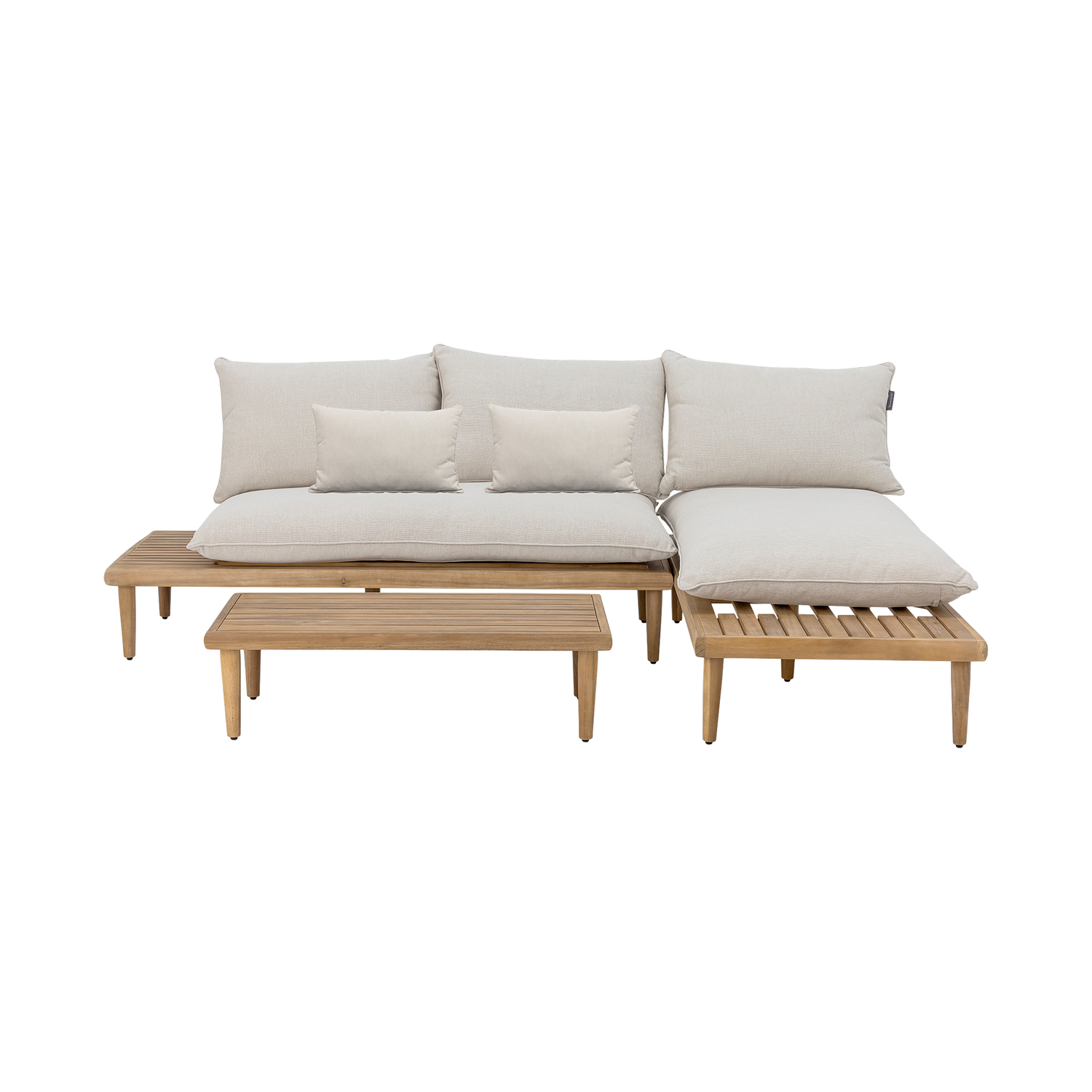 Bloomingville - Canapé de jardin rembourré CESANO - Beige - Acacia massif certifié FSC