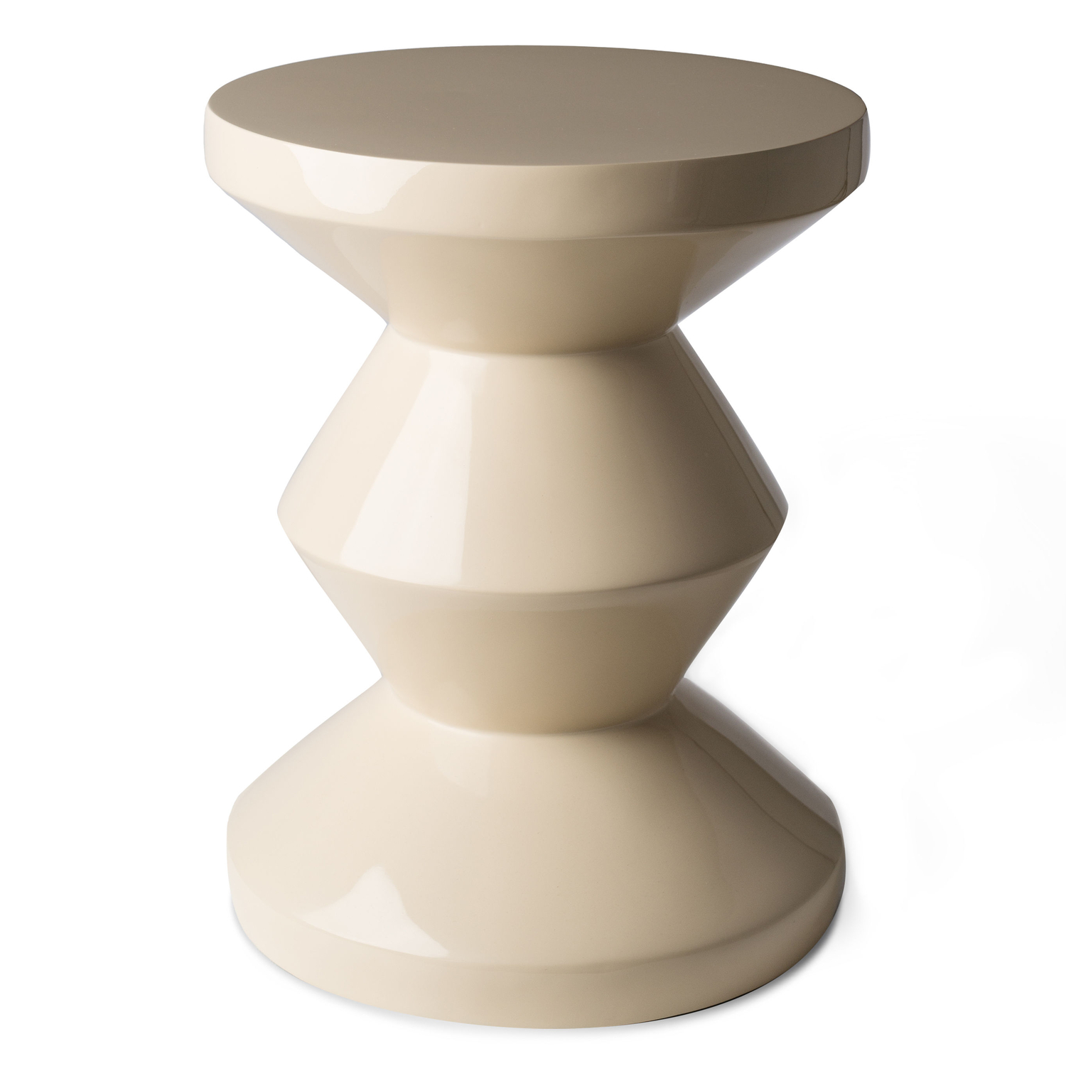Polspotten Beige - Stool Zig Zag - Lacquered Polyester