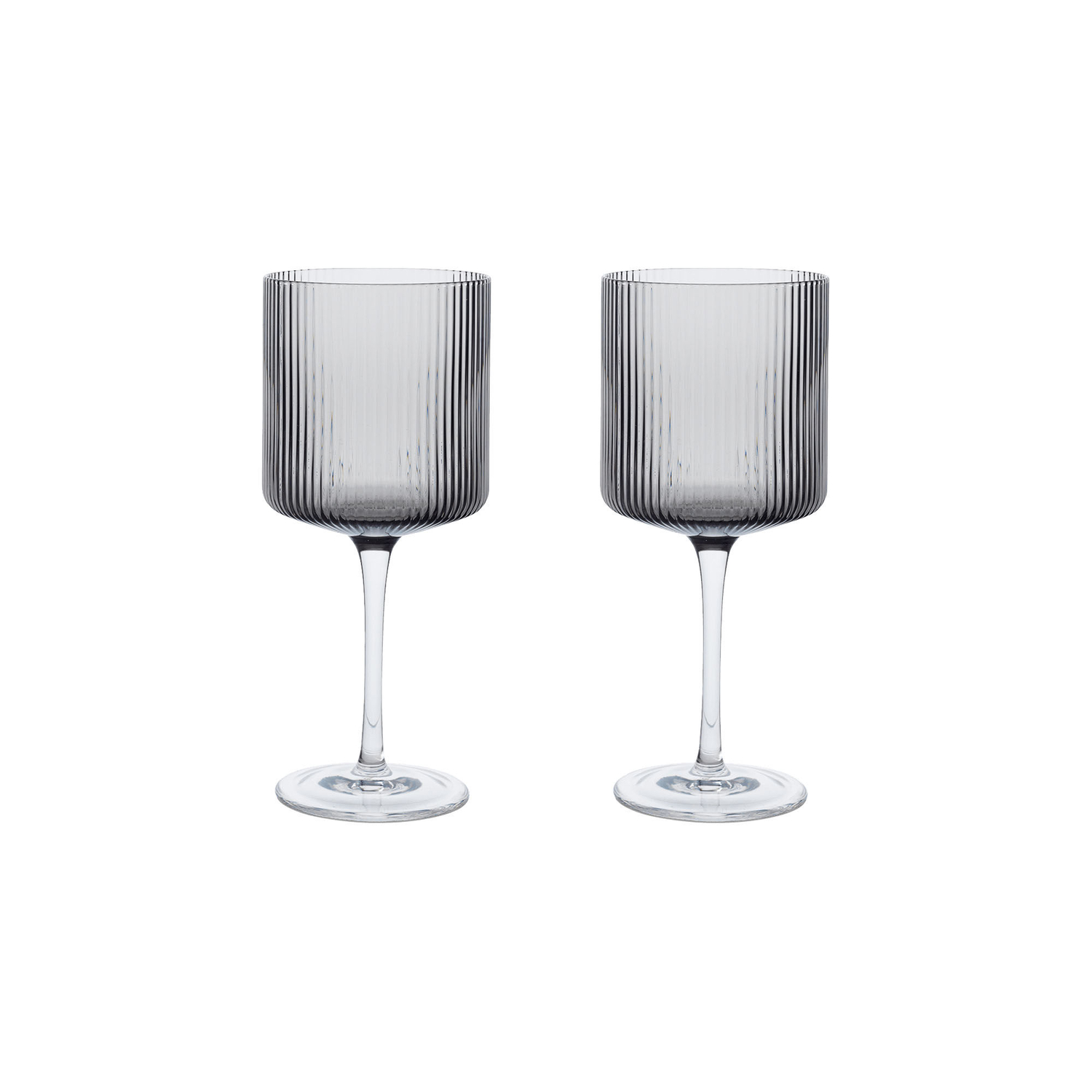Ferm Living Grey - Set Of 2 - 32.5 Cl Ripple - Mouth Blown Glass - Designer Trine Andersen