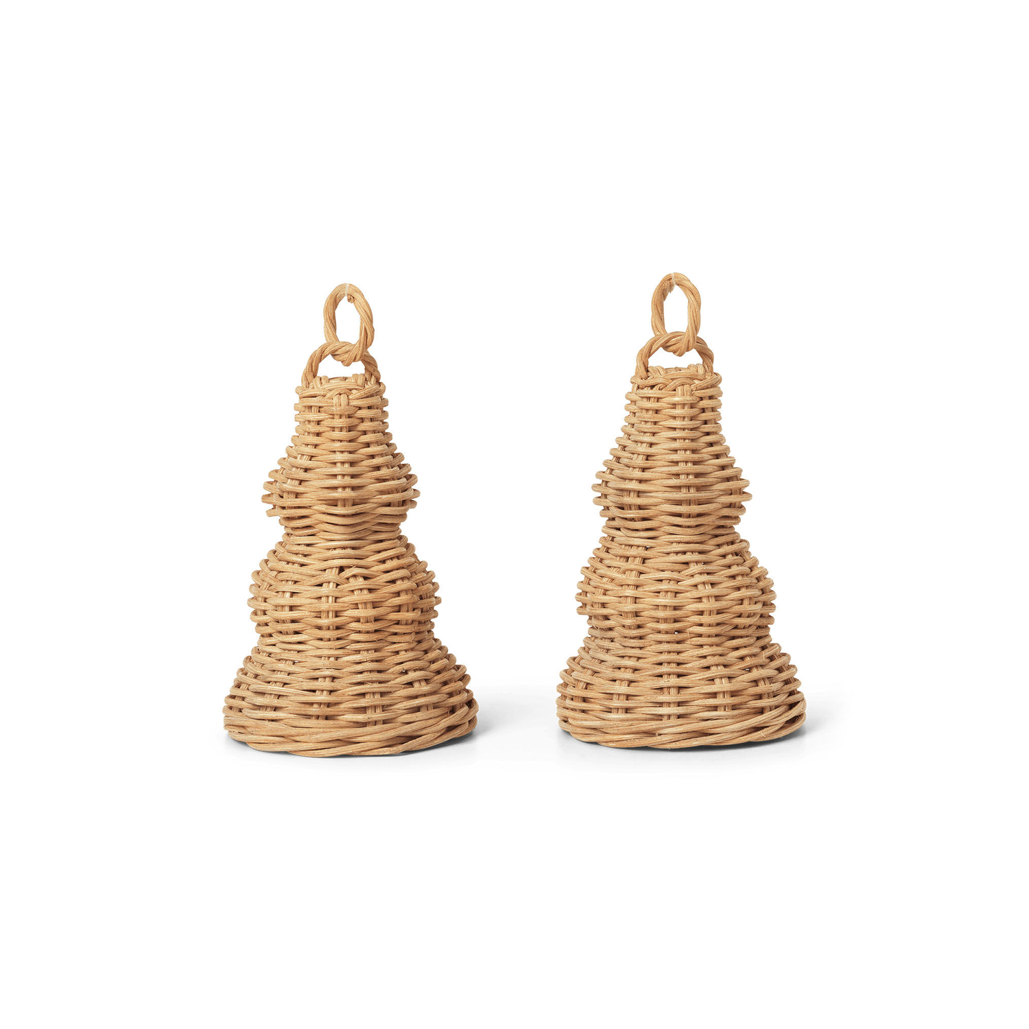 Ferm Living Brown - Set Of 2 - Hand-Woven Rattan Braided - Woven Rattan - Designer Trine Andersen