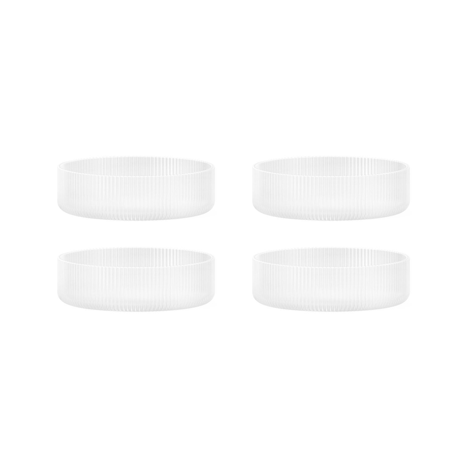 Ferm Living White - Set Of 4 - Ribbed Glass Ripple - Mouth Blown Glass