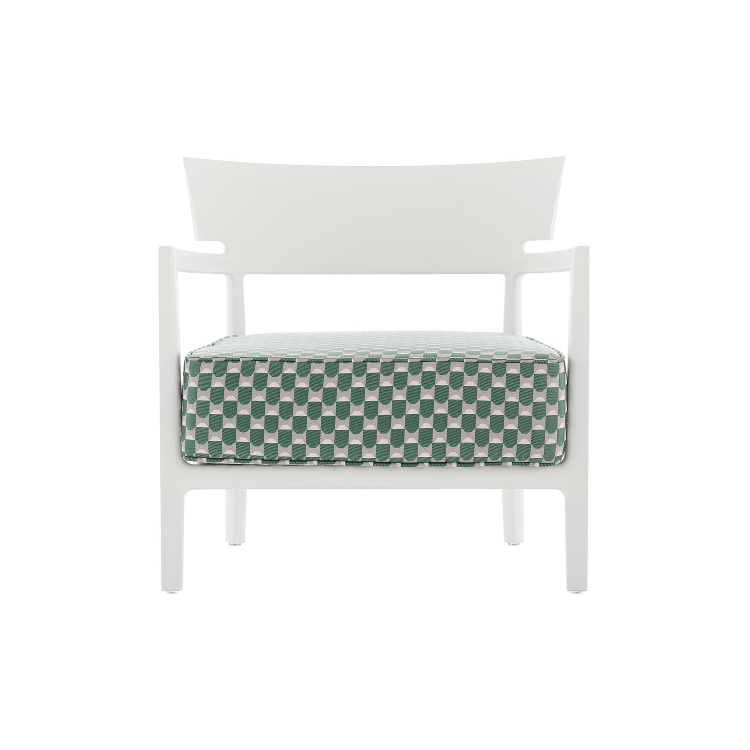 Kartell - Fauteuil rembourré Cara - Vert - Tissu Liberty - Designer Philippe Starck