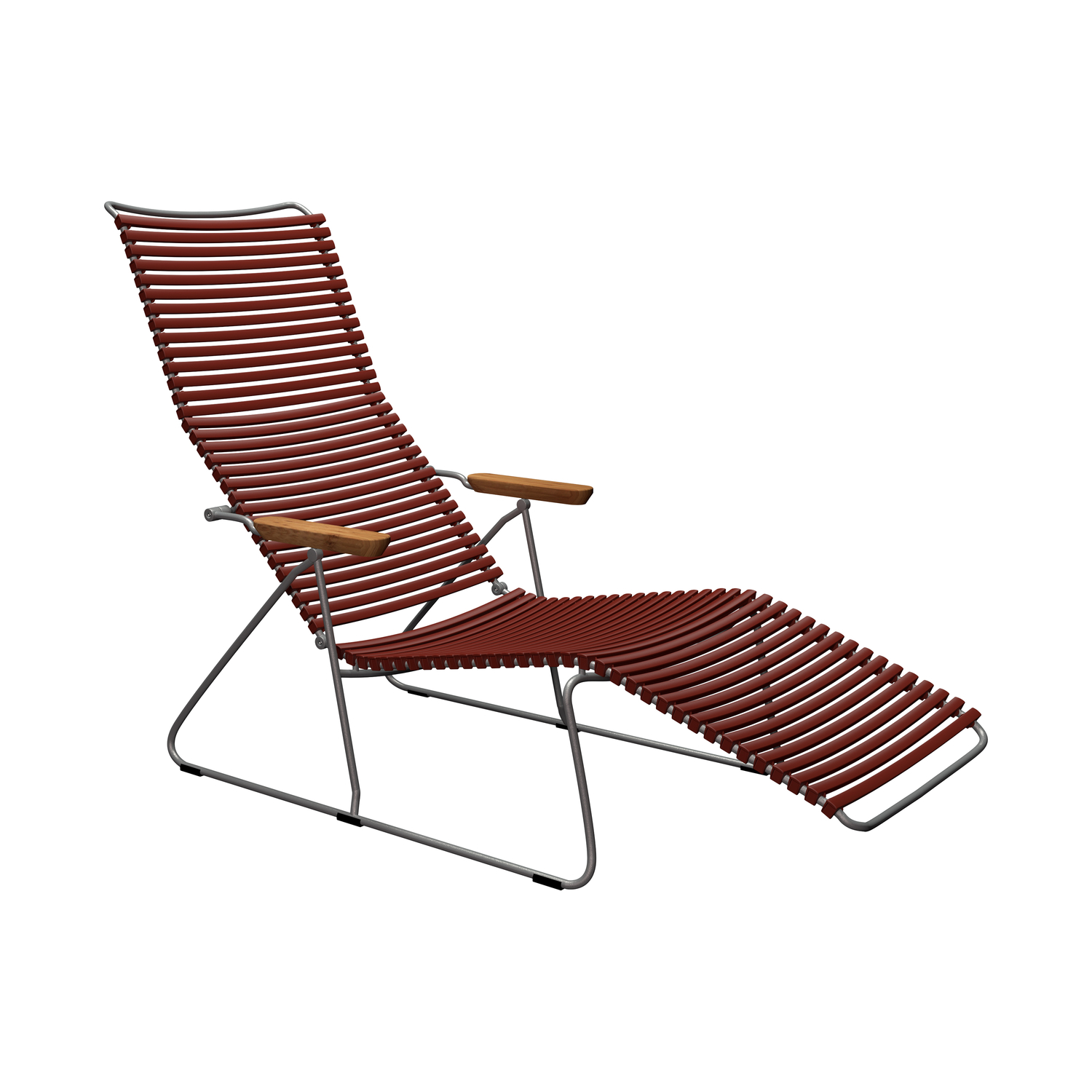 Houe Red - Reclining Deckchair Click - Powder Coated Steel - Designer Henrik Pedersen