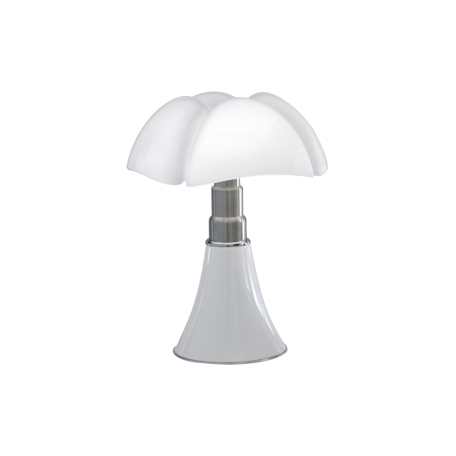 Martinelli Luce Bianco - Lampada Da Tavolo Pipistrello - Acciaio Inox Spazzolato - Designer Gae Aulenti