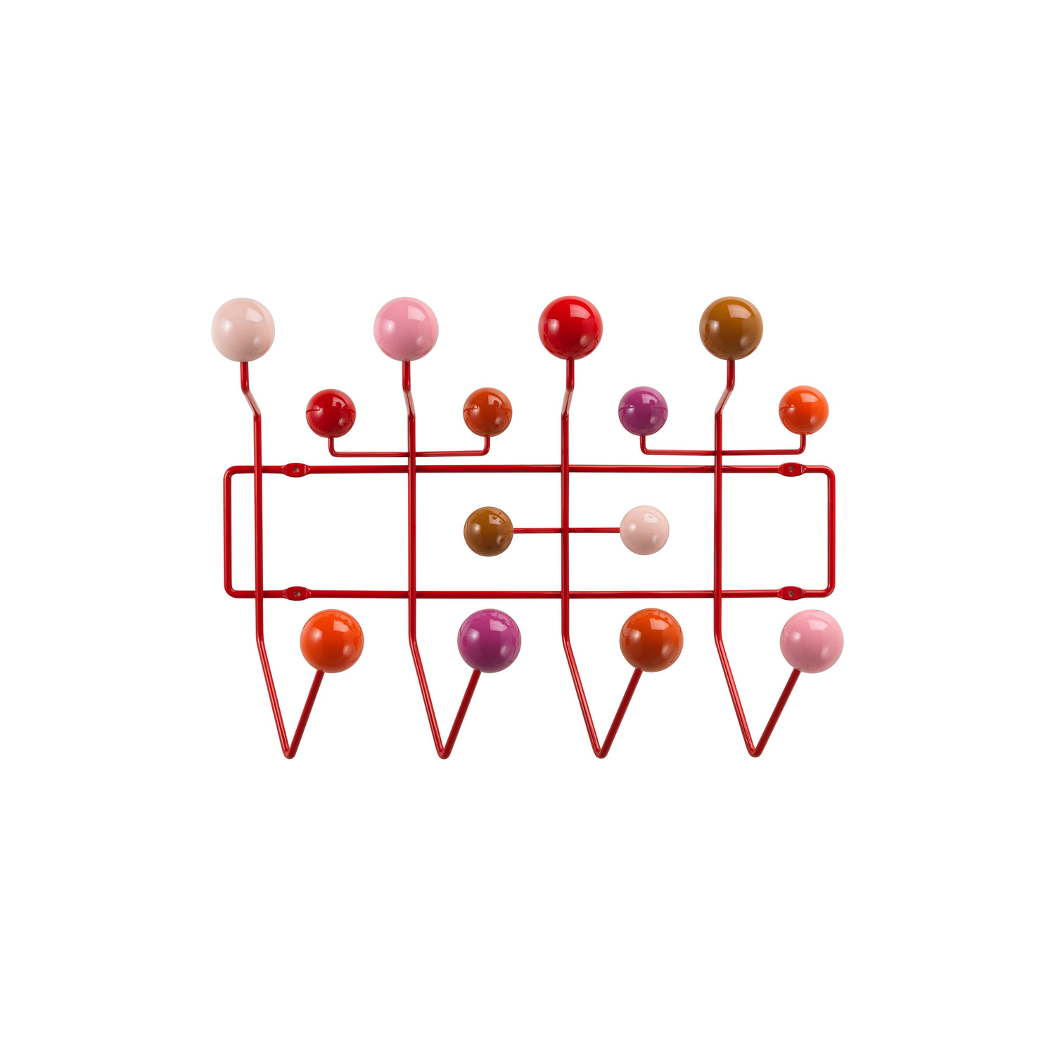 Vitra Red - Wall Coat Rack Hang It All - Solid Wood - Designer Charles & Ray Eames