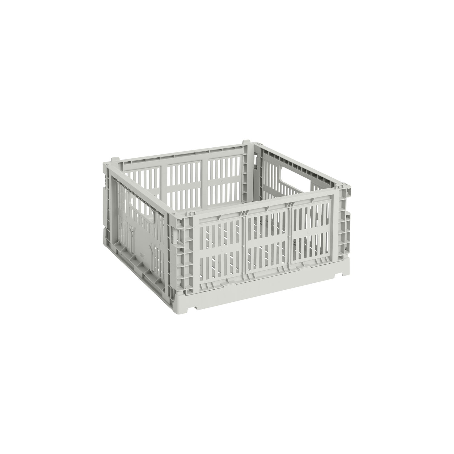 Hay Colour Crate M Folding Storage Box in Grey, 29.5 x 29.5 x 15 cm Recycled Plastic Organiser - Image 2