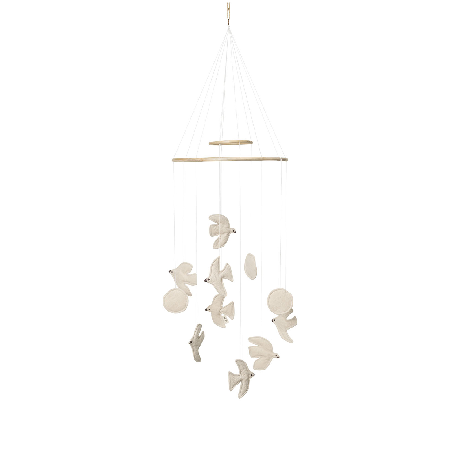 Ferm Living - Gioco sospeso per bebè Swif Bird - Bianco - Poliestere riciclato