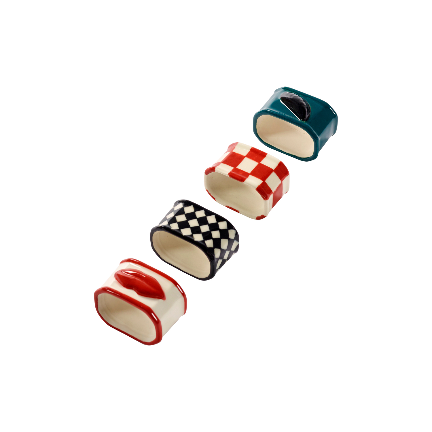 Serax Red/Black/White - Set Of 4 Les Objets Moulversants - Multicolou - Enamelled Sandstone - Designer Wouters & Hendrix