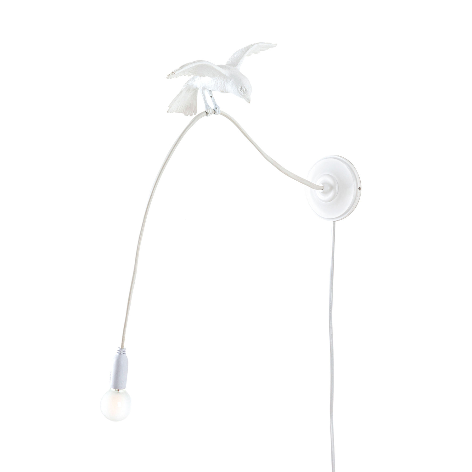 Seletti Light/White - Wall With Plug Sparrow - Resin - Designer Marcantonio