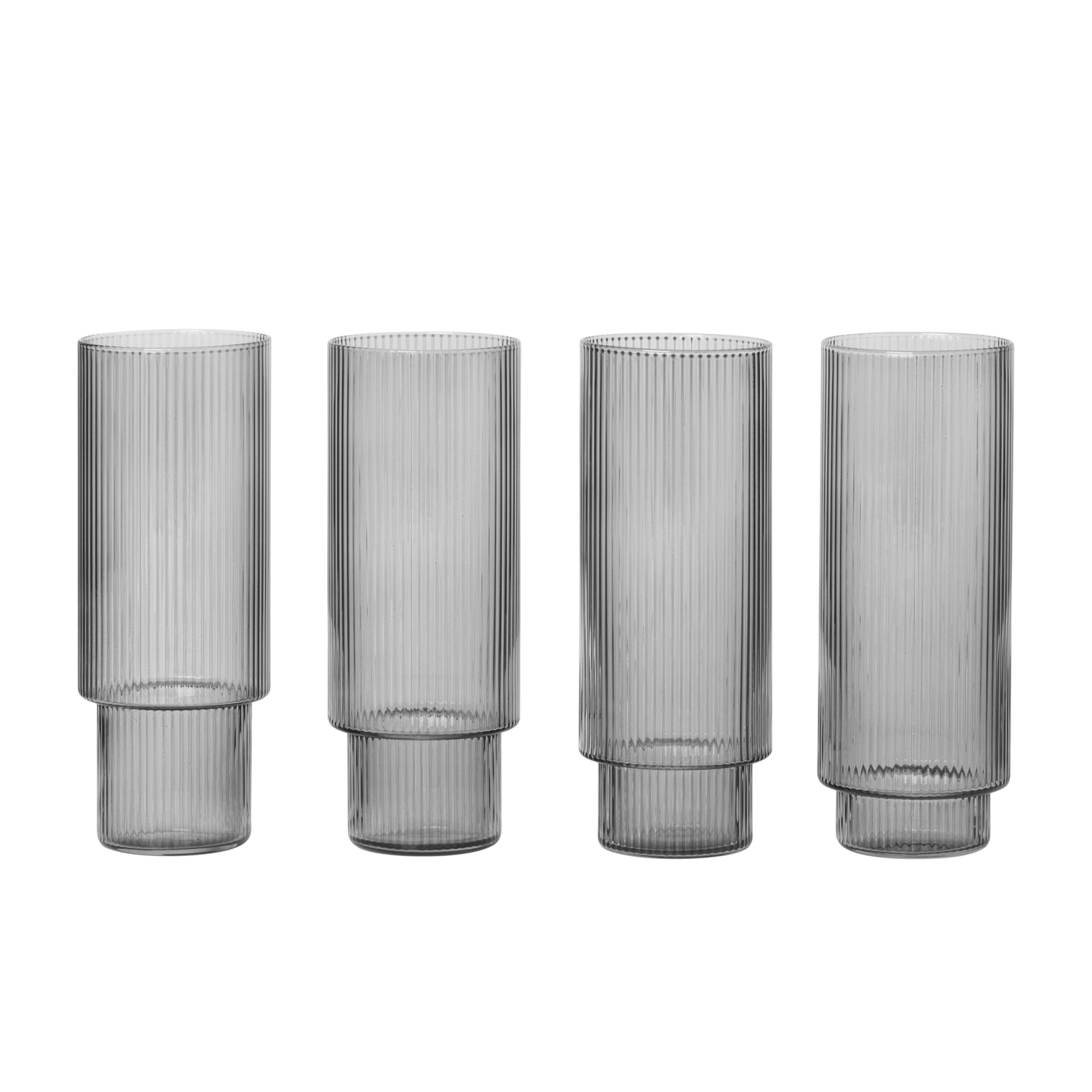 Ferm Living - Longdrink Glas Ripple - Transparent - Mundgeblasenes Glas - Designer Trine Andersen