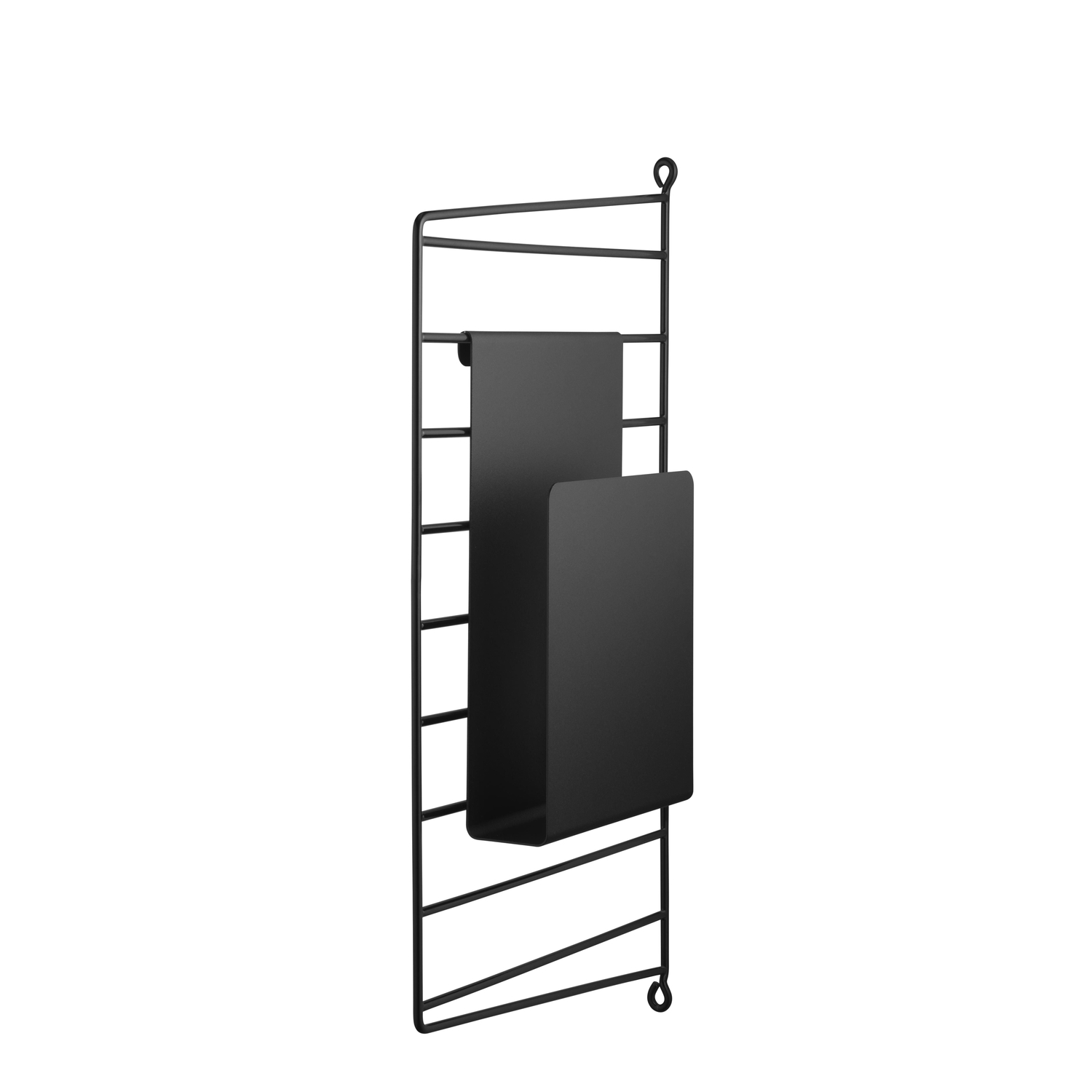 String Furniture Black - Magazine Holder String System - Lacquered Metal - Designer Nils Strinning