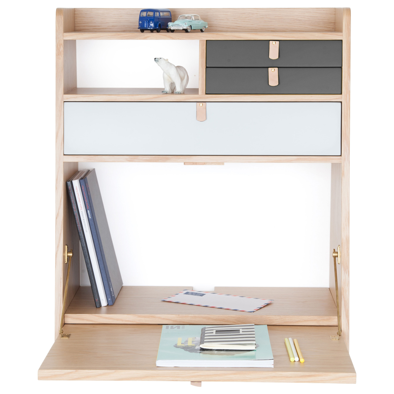 Hartô Grey - Wall Desk Gaston - Mdf Veneer Oak - Designer Florence Watine