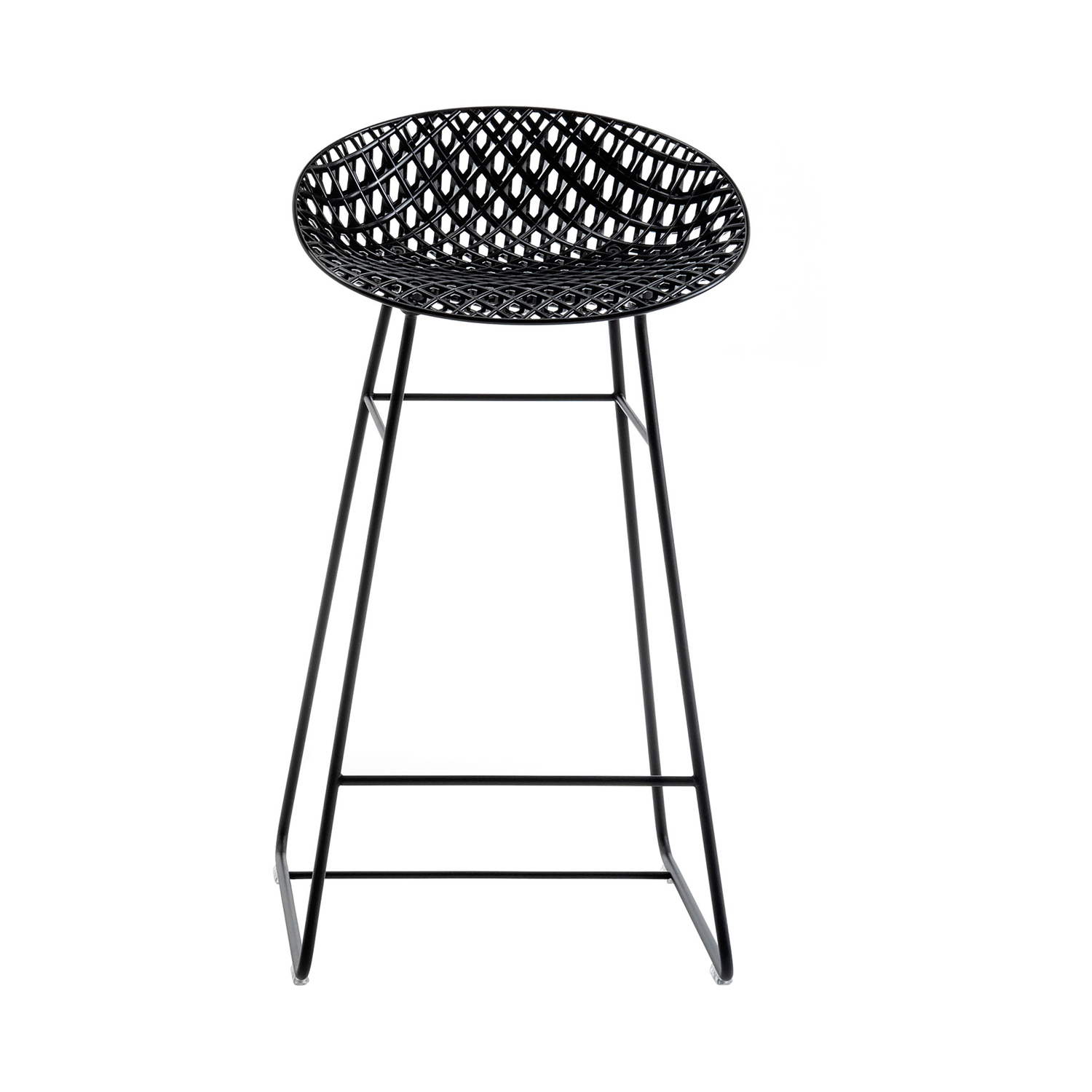 Kartell Black - Bar Stool Smatrik - Lacquered Steel - Designer Tokujin Yoshioka
