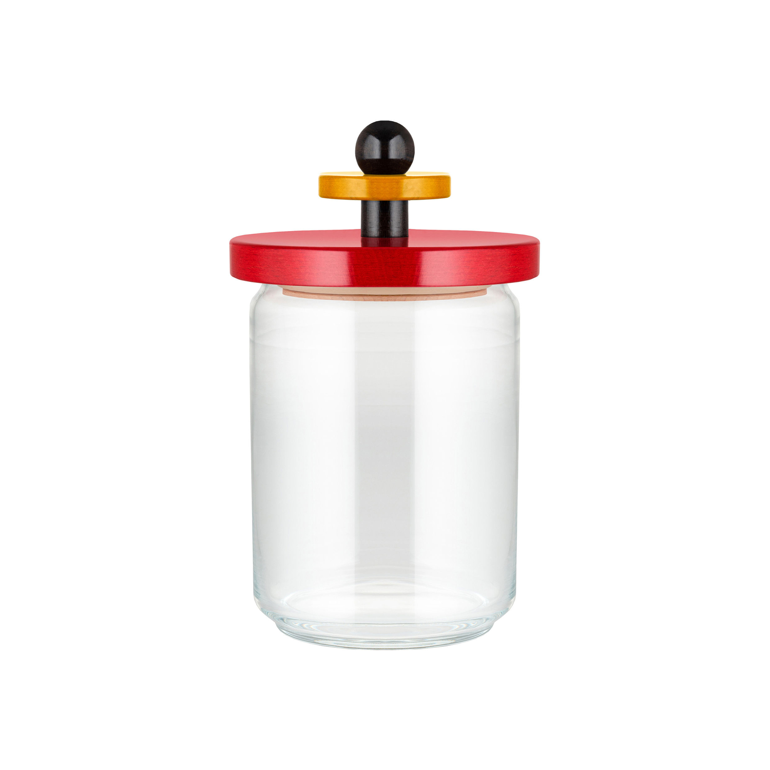 Alessi Red - Airtight Jar 100 Values Collection - Fsc-Certified Solid Turned Lime Wood - Designer Ettore Sottsass