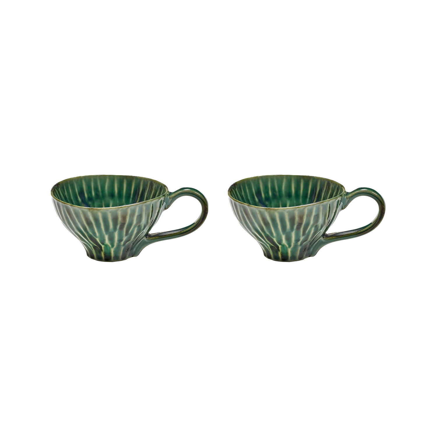 Serax Green - Set Of 2 Verde Lanza - Enamelled Sandstone - Designer Pascale Naessens