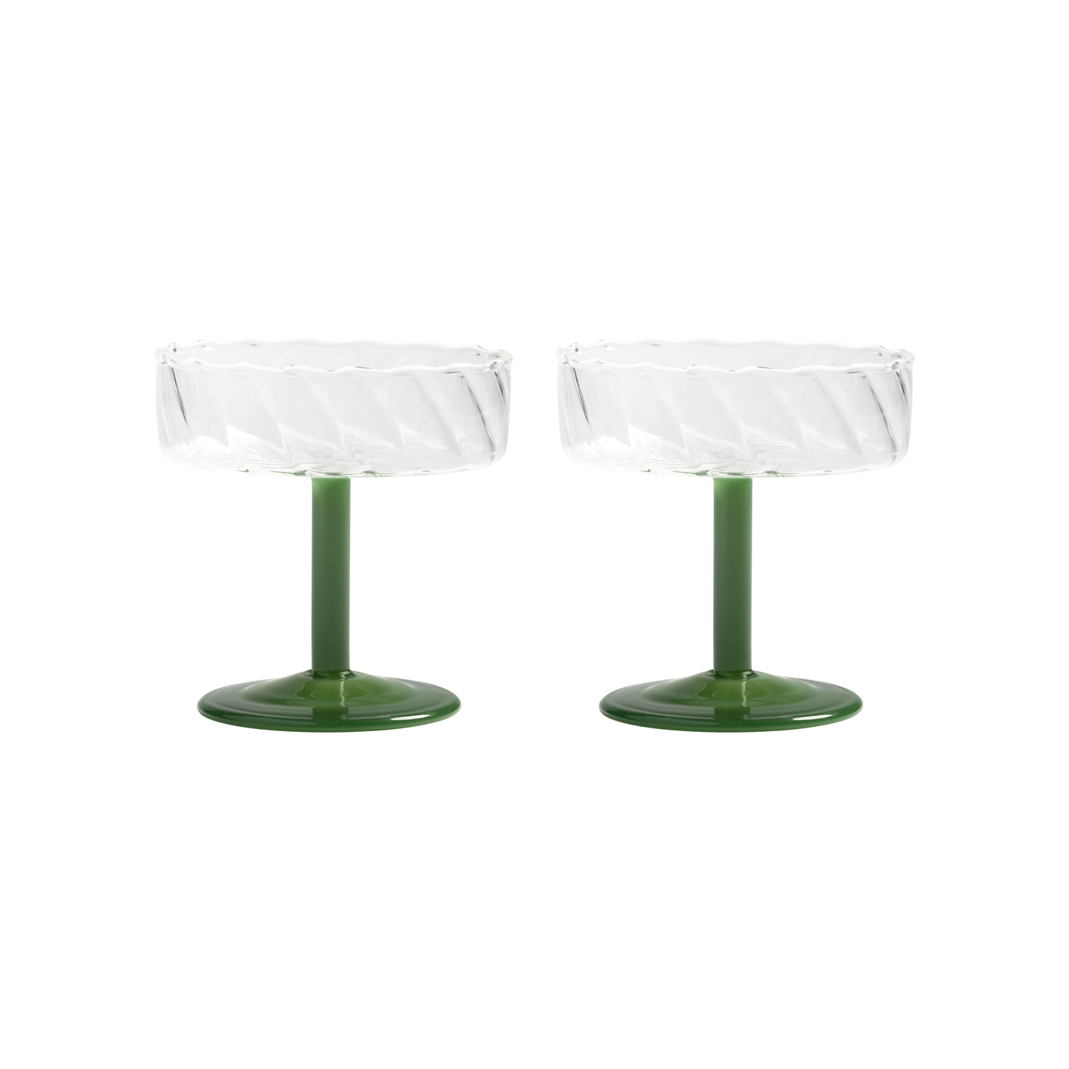 Klevering Green & - Set Of 2 Twirl - Glass