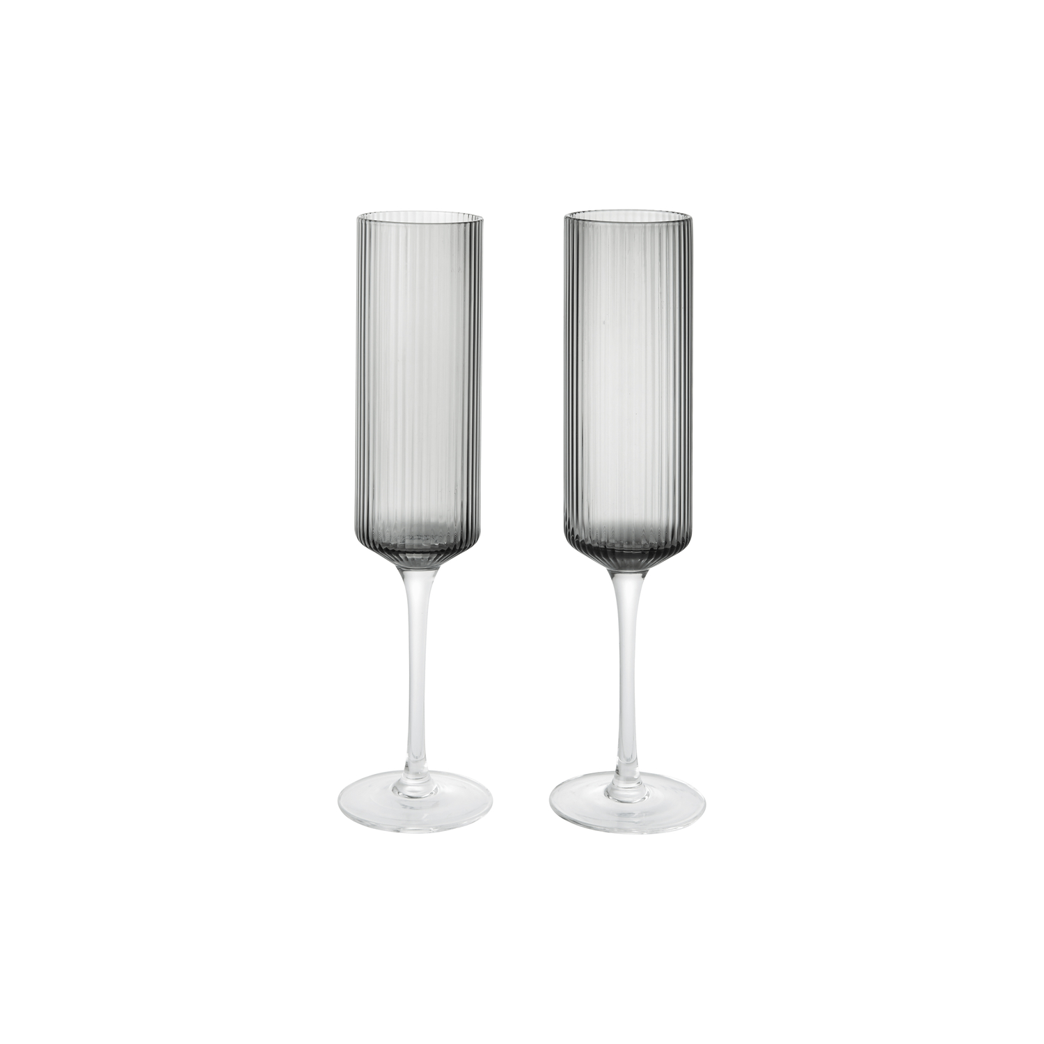 Ferm Living Grey - Set Of 2 Ripple - Mouth Blown Glass