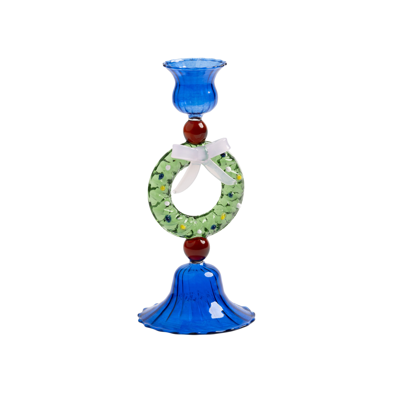 Klevering Blue & - Candle Stick Merry - Mouth Blown Glass