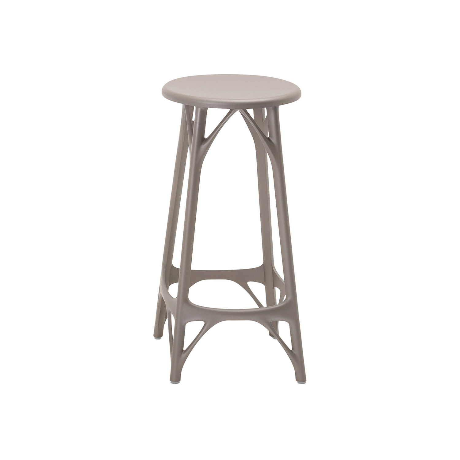 Kartell Grey - Bar Stool A. I - Recycled Thermoplastic Technopolymer - Designer Philippe Starck