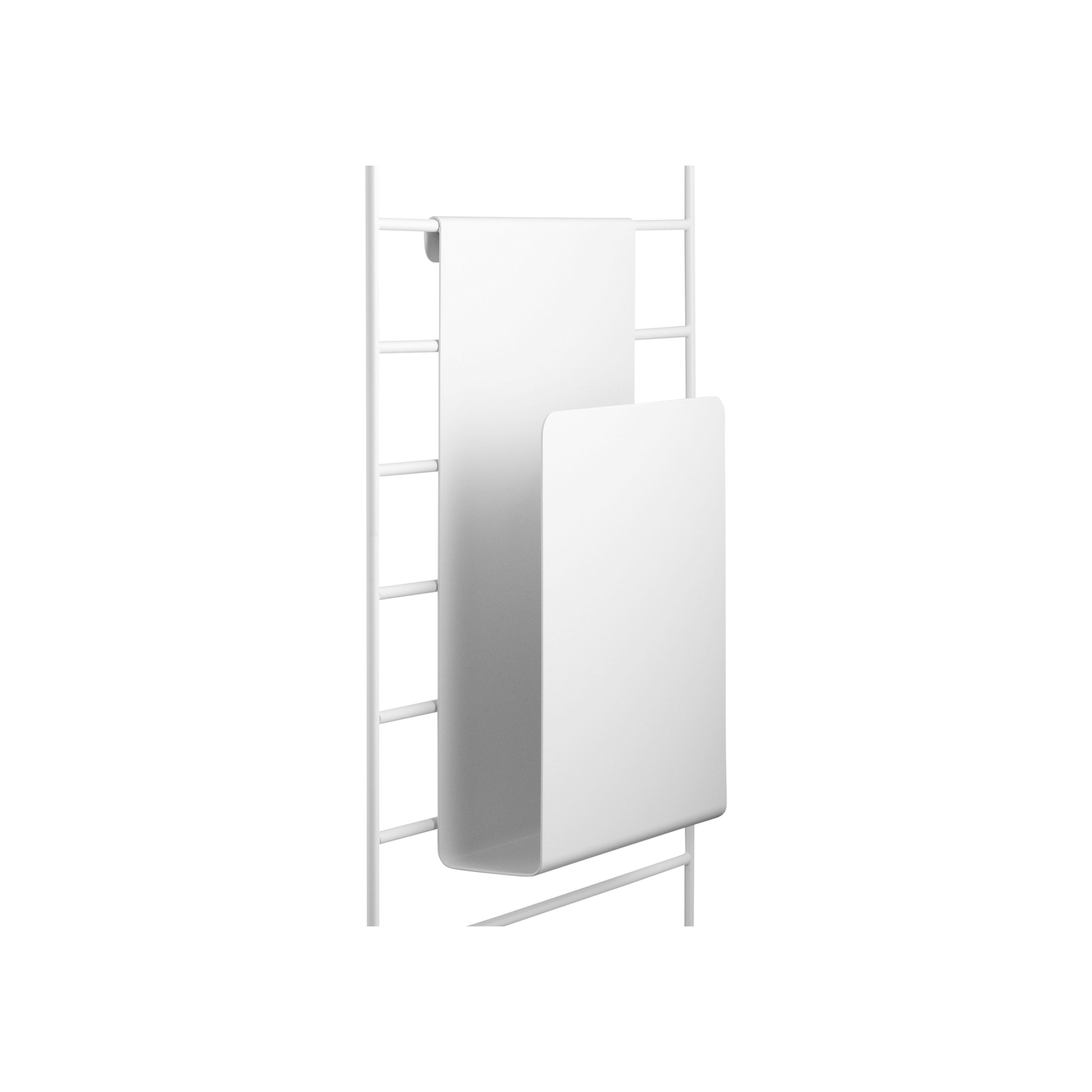 String Furniture White - Magazine Holder String System - Lacquered Metal - Designer Nils Strinning