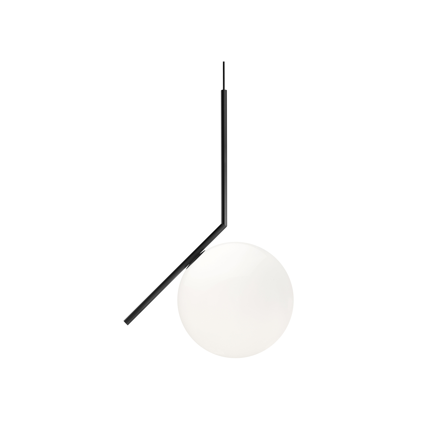 Flos Schwarz - Pendelleuchte Ic - Glas, Gefirnister Stahl - Designer Michael Anastassiades