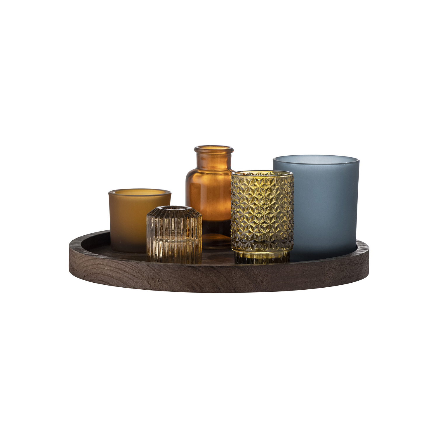 Bloomingville Dark/Light - Candle Holder Bougeoirs - Multicoloured - Paulownia Wood