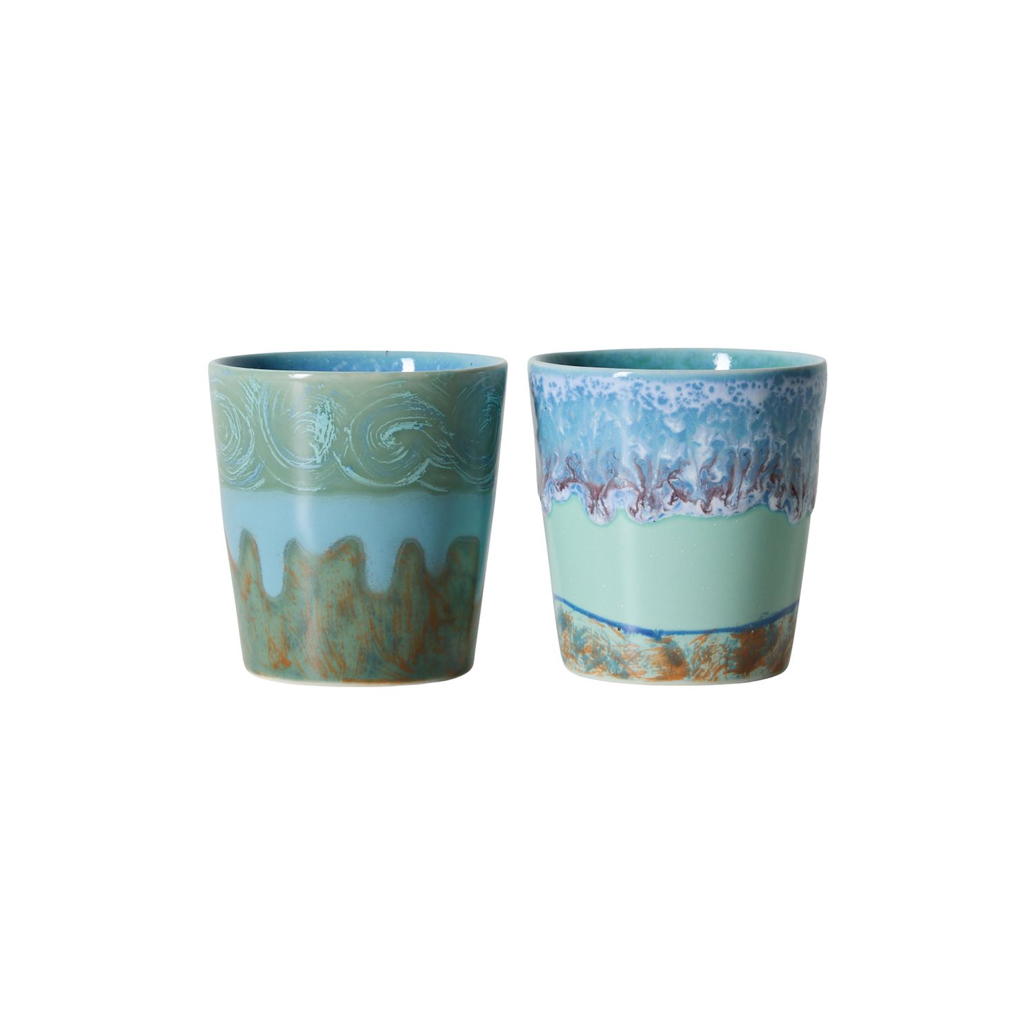 HK LIVING - Tasse à café 70s ceramics - Bleu - Grès émaillé